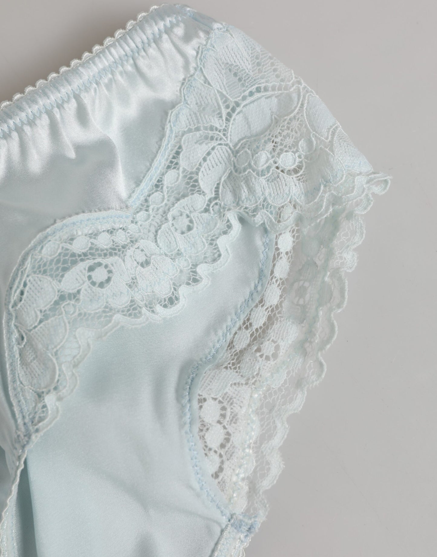 Gray Silk Satin Floral Lace Panty Brief Underwear