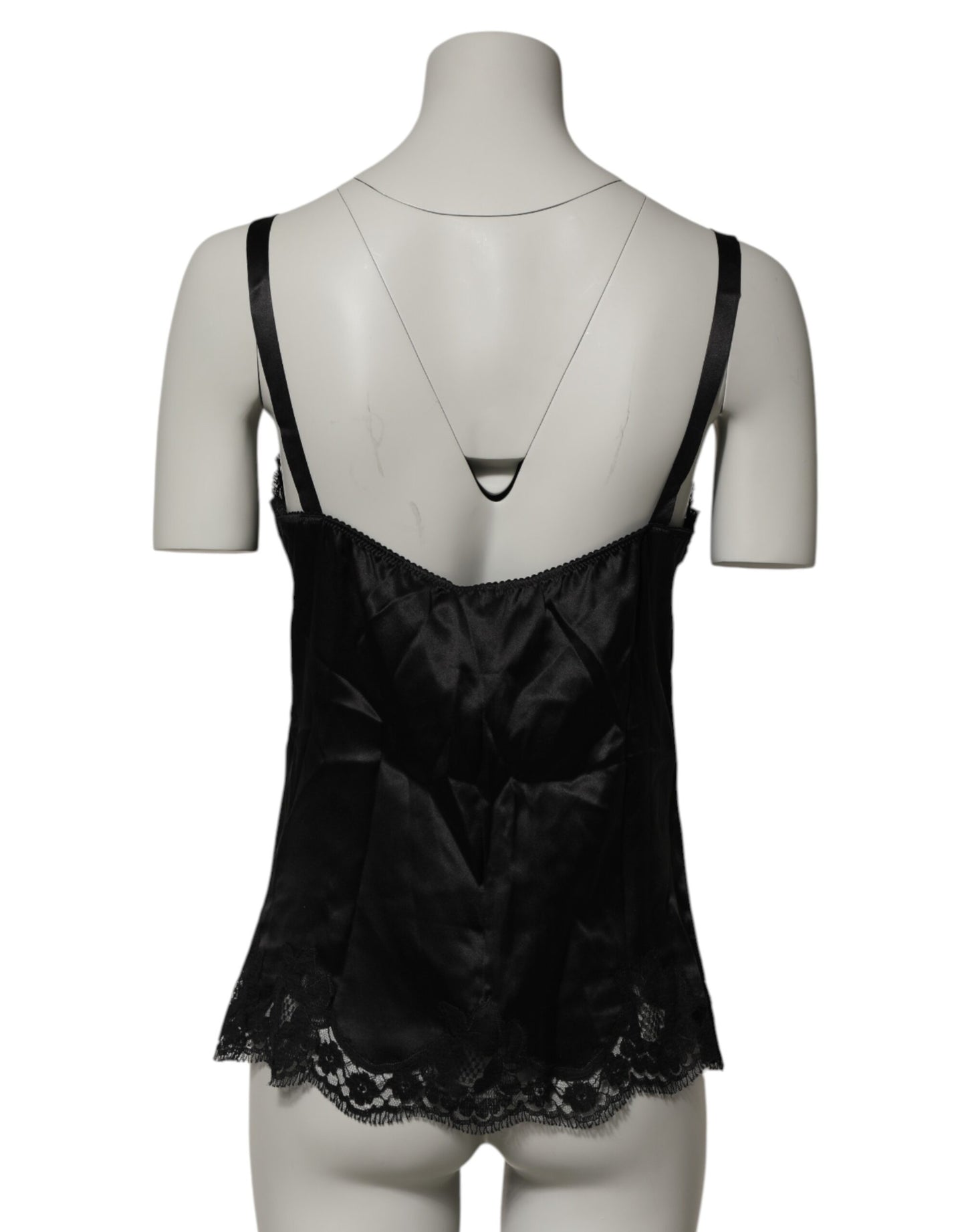 Black Silk Floral Lace Tank Lingerie Top Underwear