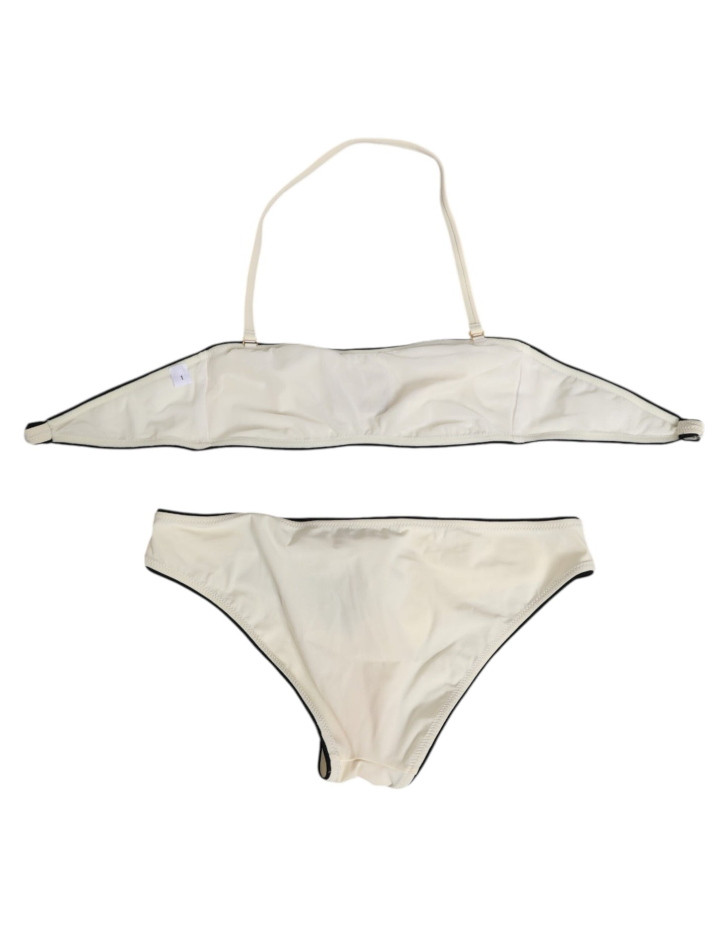 Beige Logo Swimsuit 2 Piece Top Bottom Swimwear