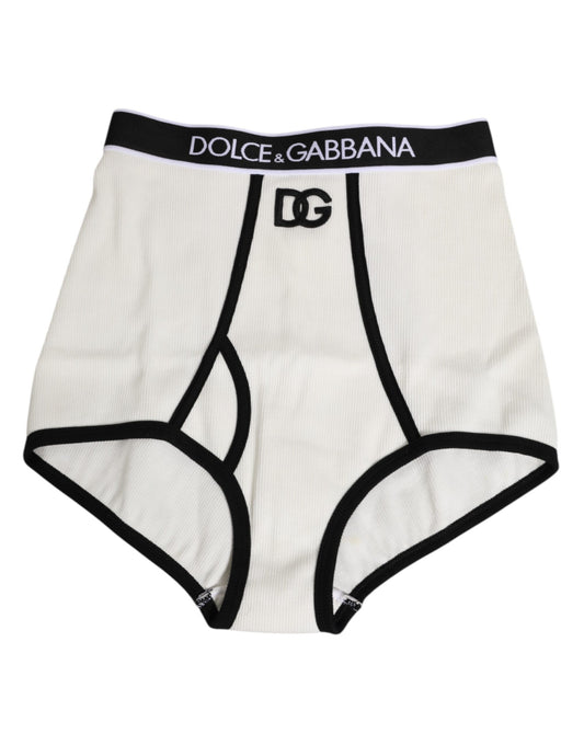 White Cotton Stretch High Waist Culotte Underwear