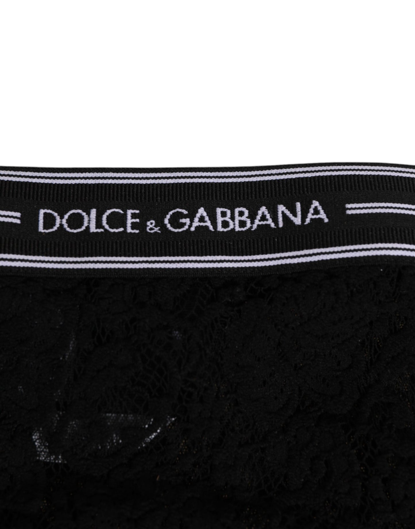 Black Lace Slip Brief Logo Waistband Underwear