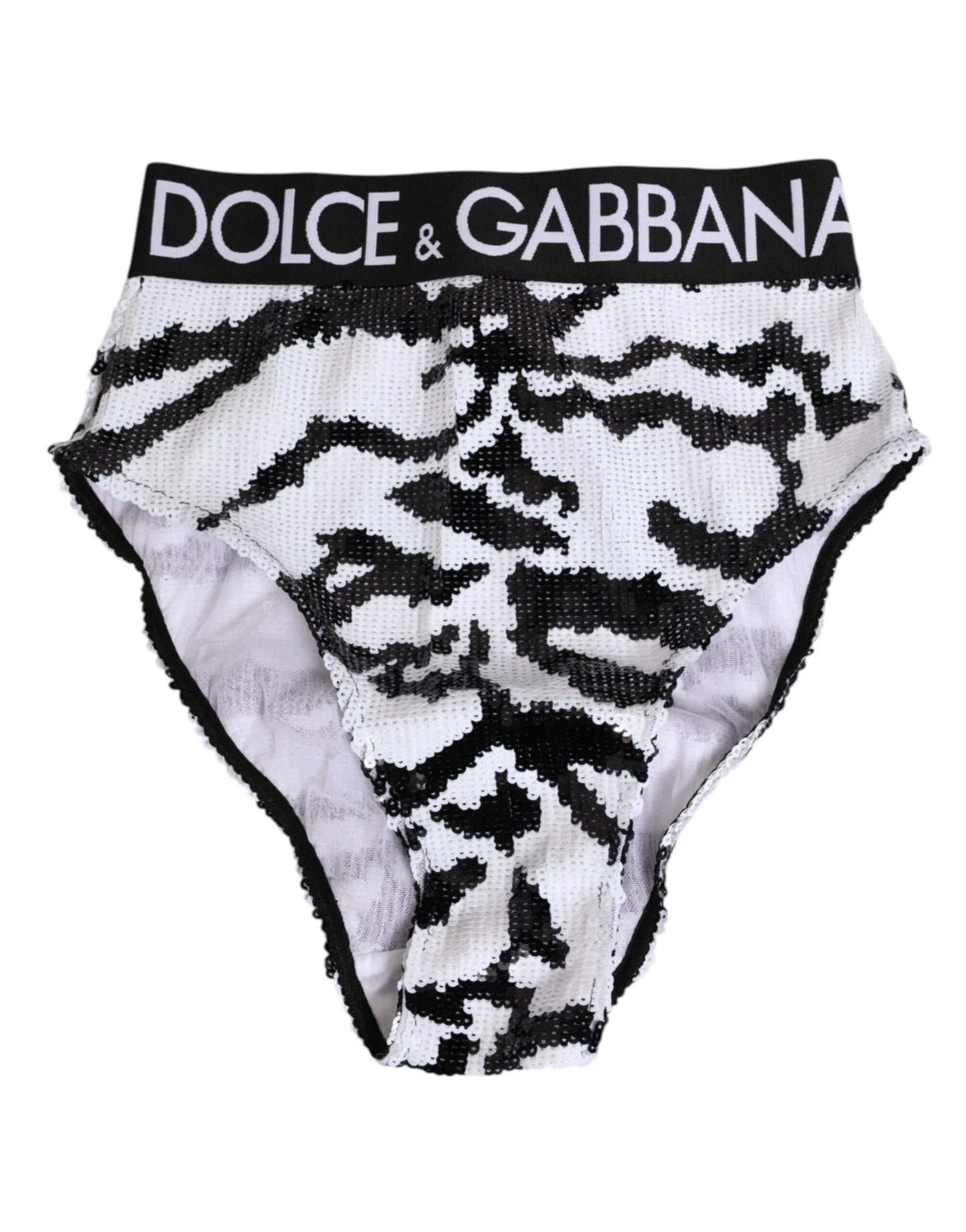 Black White Sequin High Waist Panty Underwear