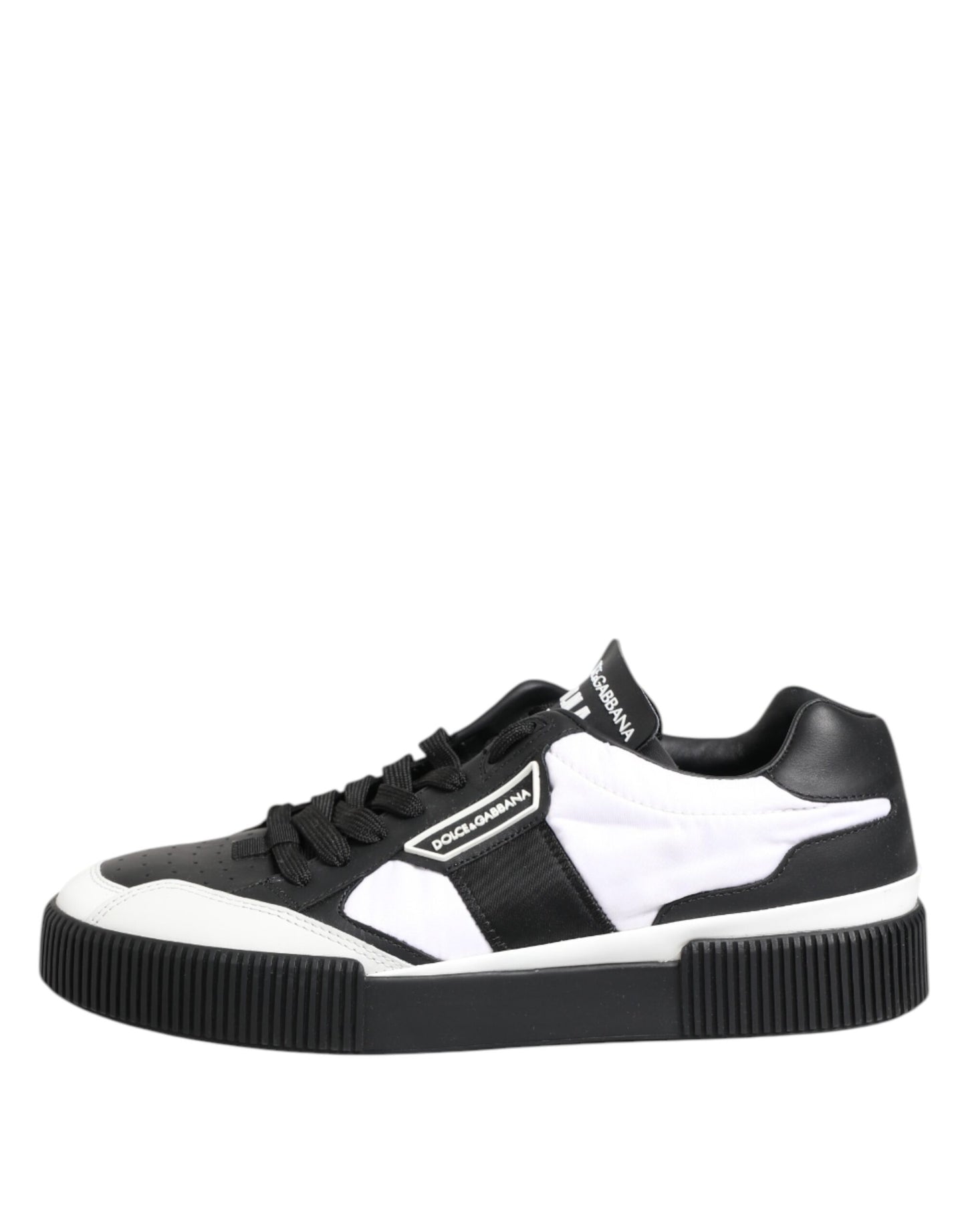 Black White Leather MIAMI Low Top Sneakers Shoes