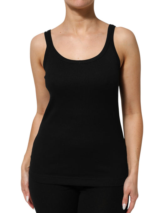 Black Cotton Sleeveless Women Tank Top