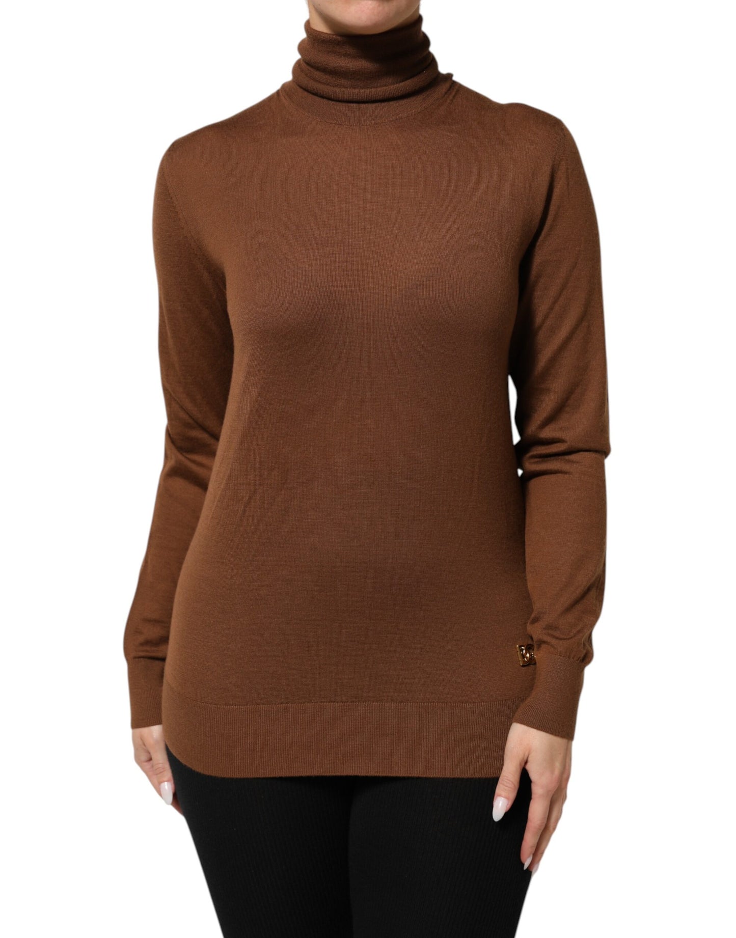 Brown Cashmere Turtle Neck Pullover Sweater