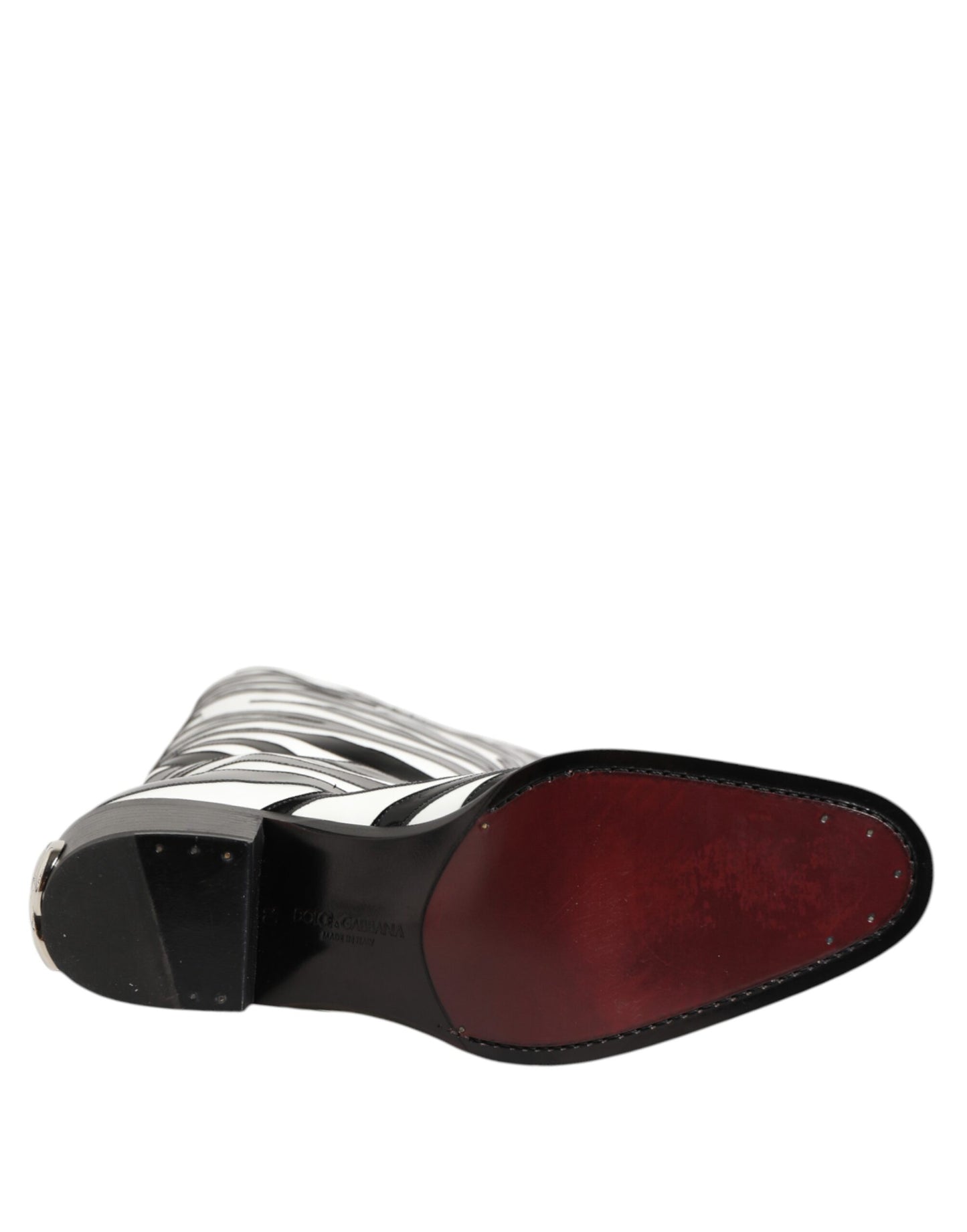 Black White Zebra Over The Calf Boots Shoes