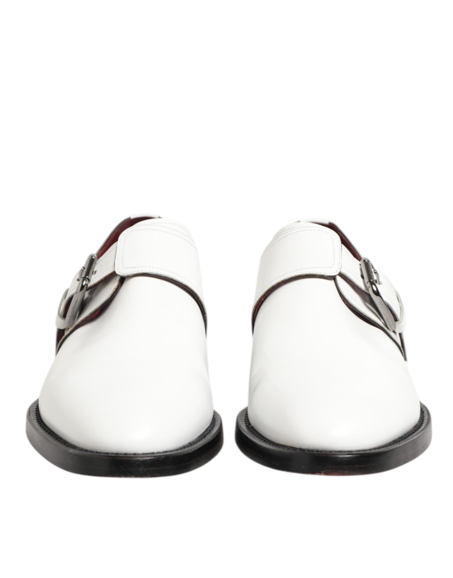 White Leather Monk Strap Formal Derby Shoes