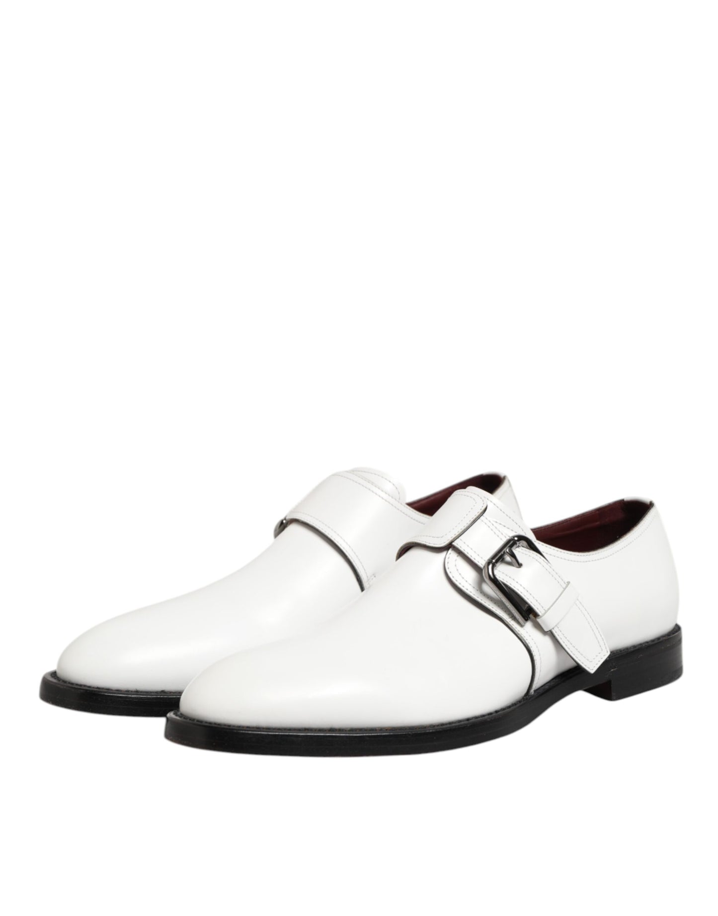 White Leather Monk Strap Formal Derby Shoes
