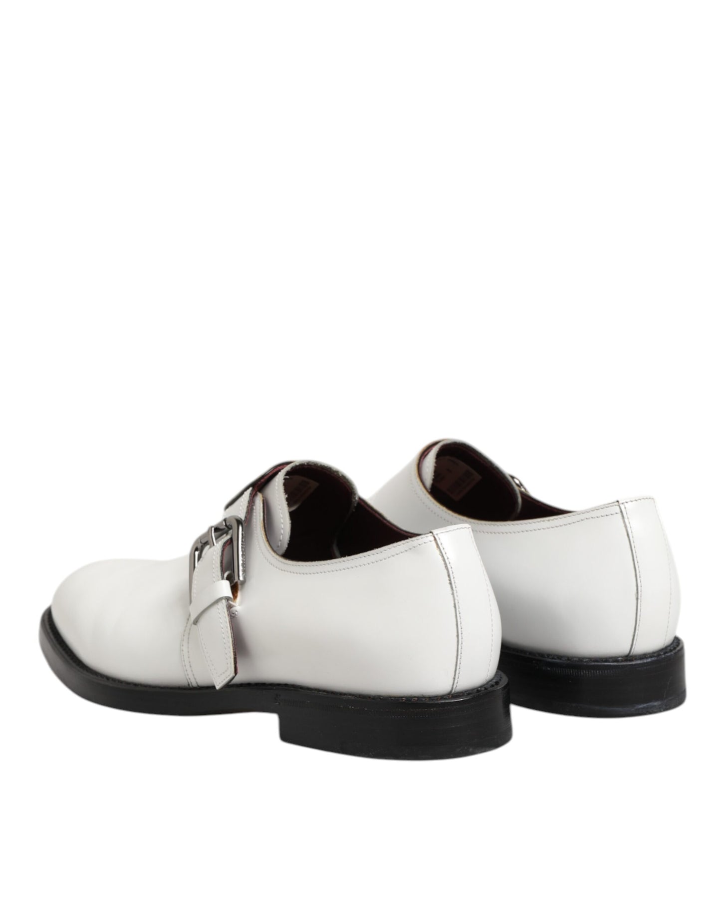 White Leather Monk Strap Formal Derby Shoes