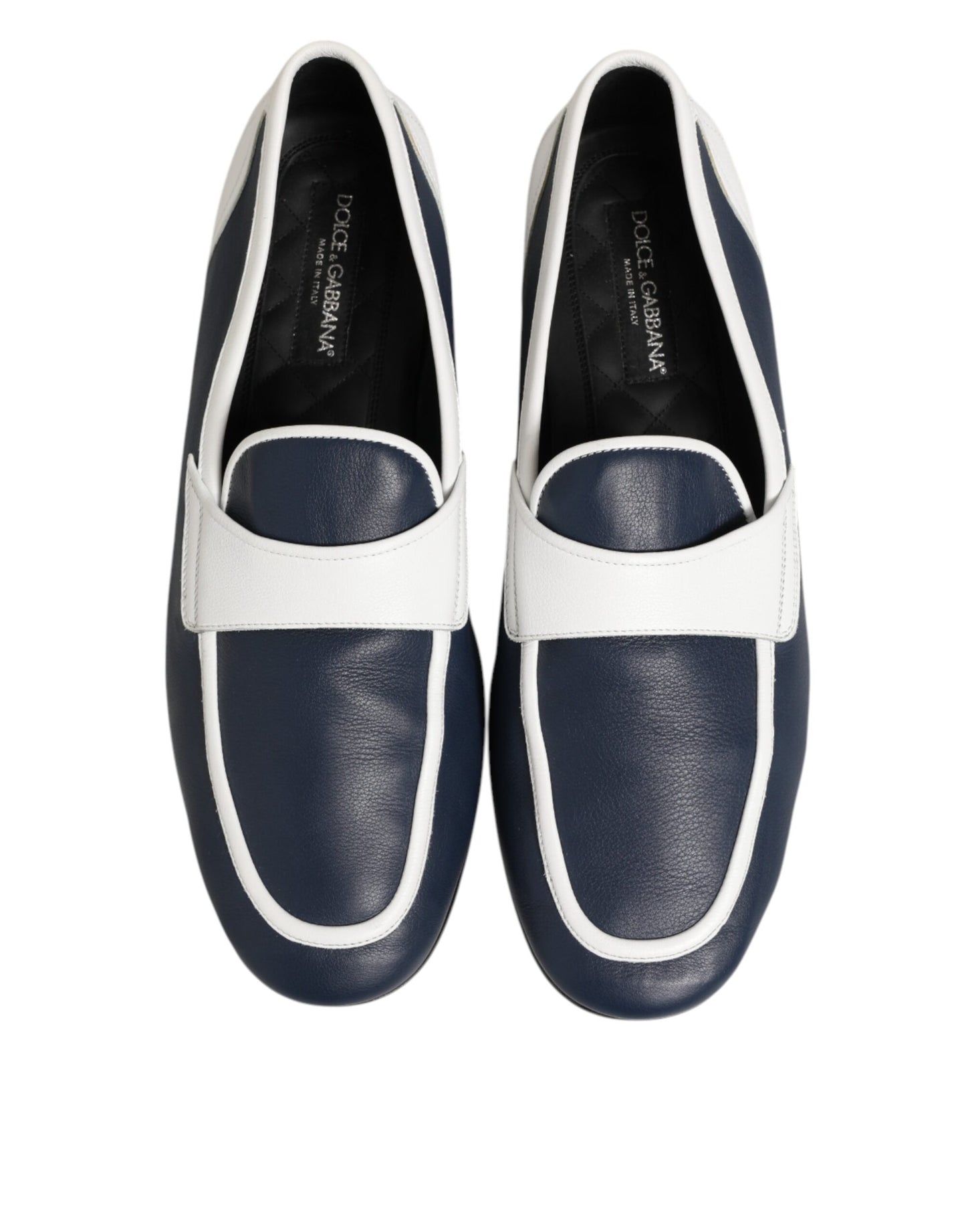 White Blue Leather Slip On Loafers Men Formal Shoes