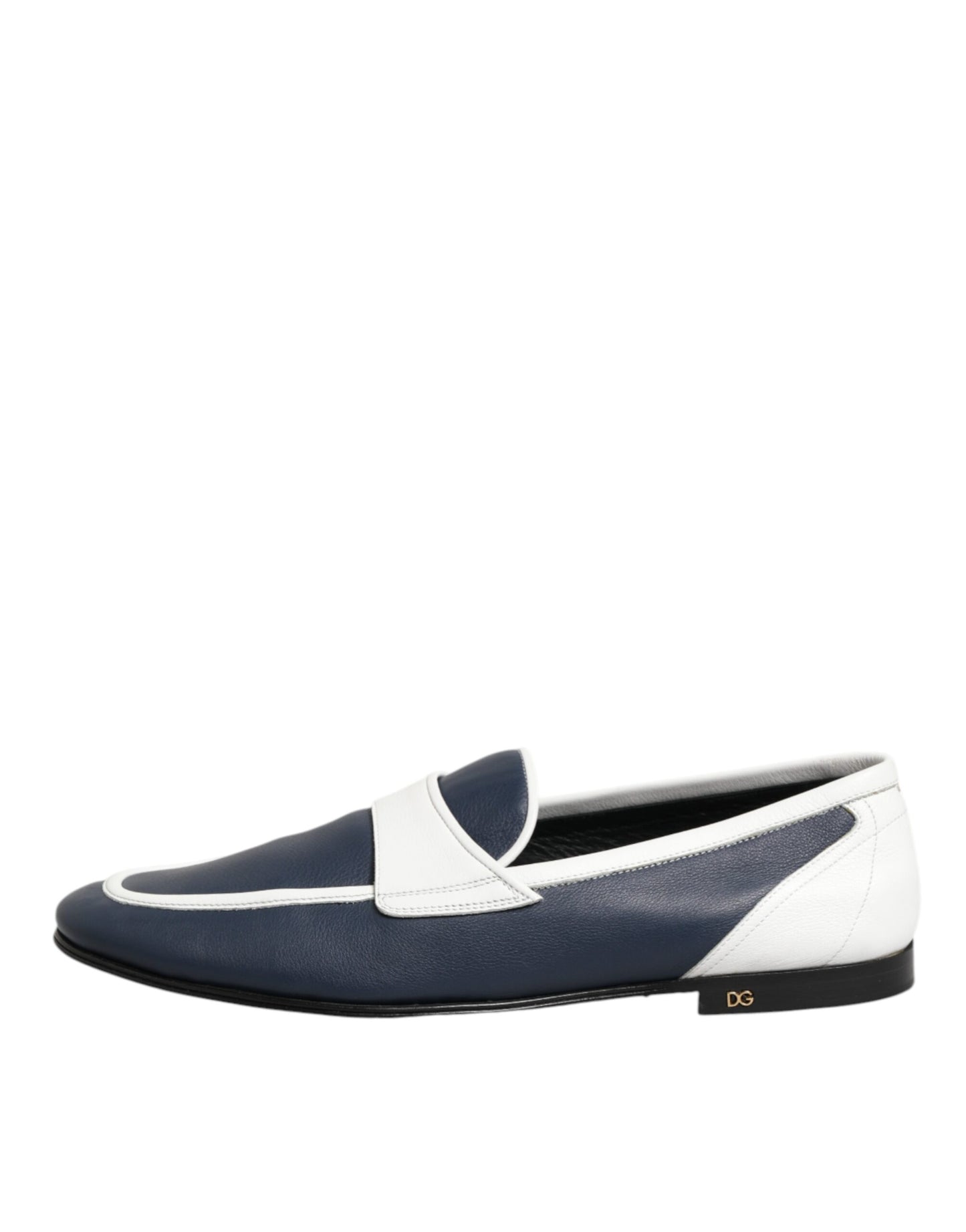 White Blue Leather Slip On Loafers Men Formal Shoes