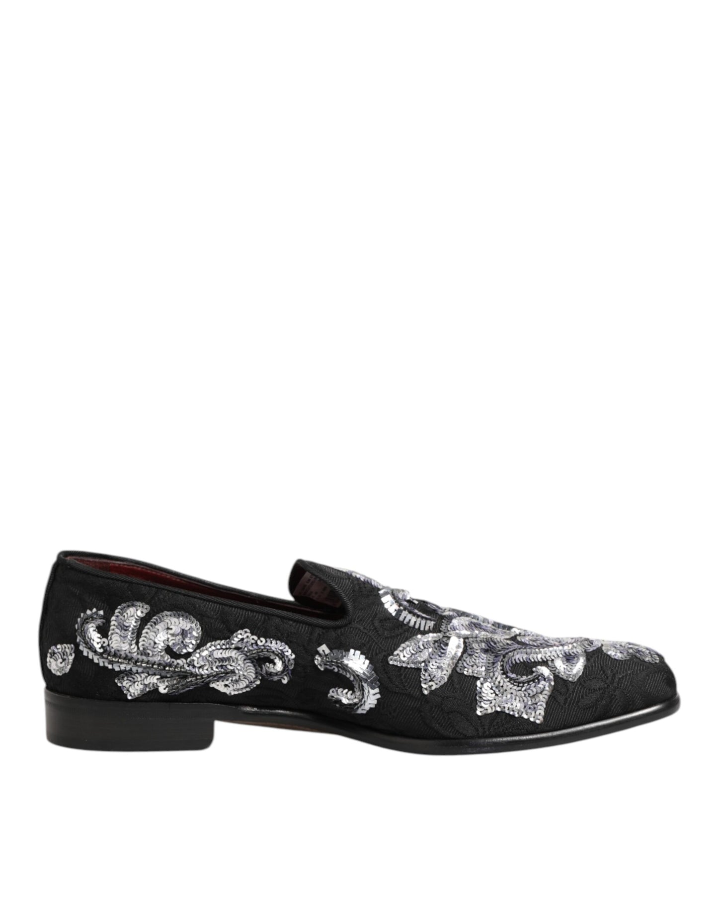 Black Silver Sequined Loafers Men Dress Shoes