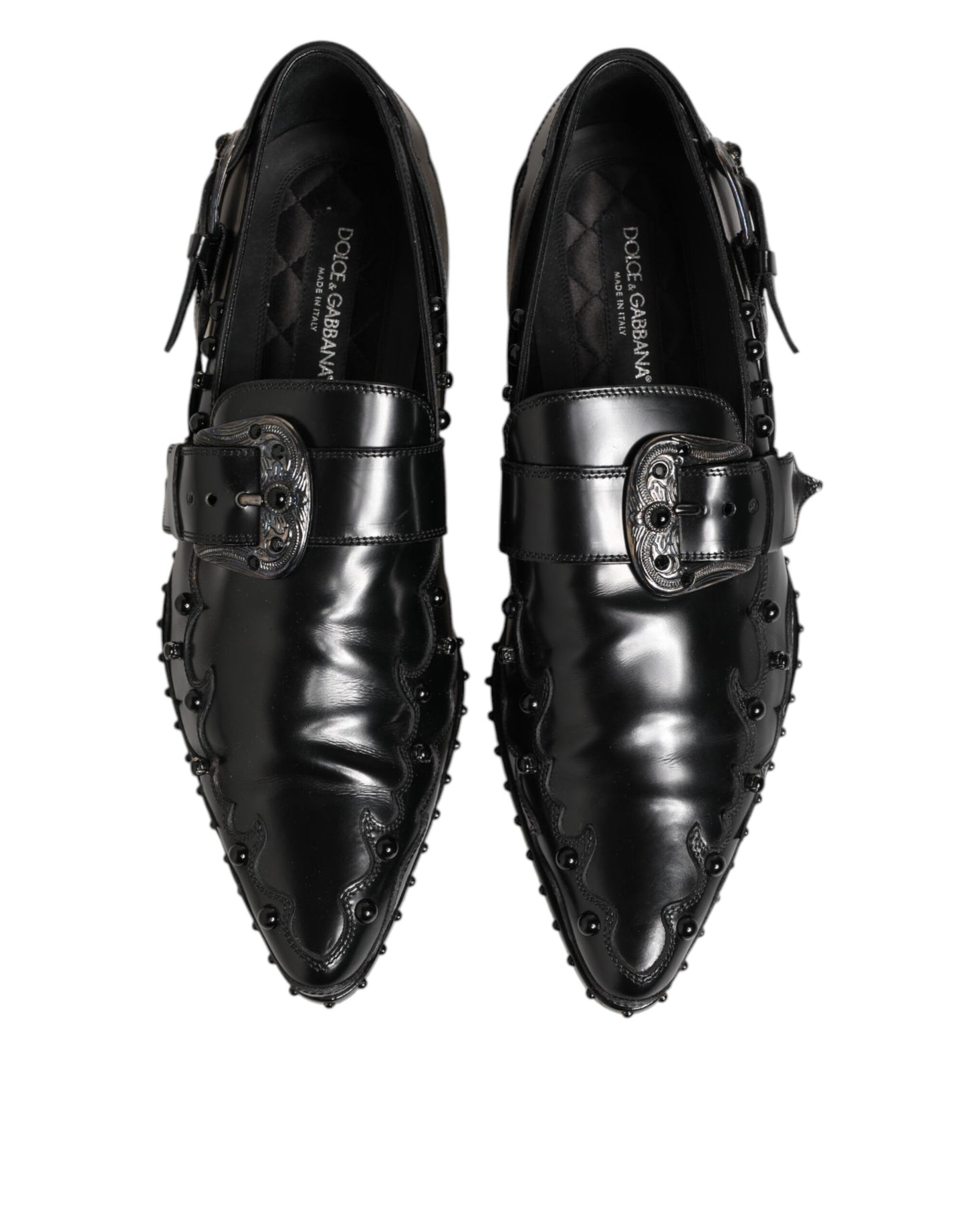 Black Embellished Dress Monk Strap Shoes
