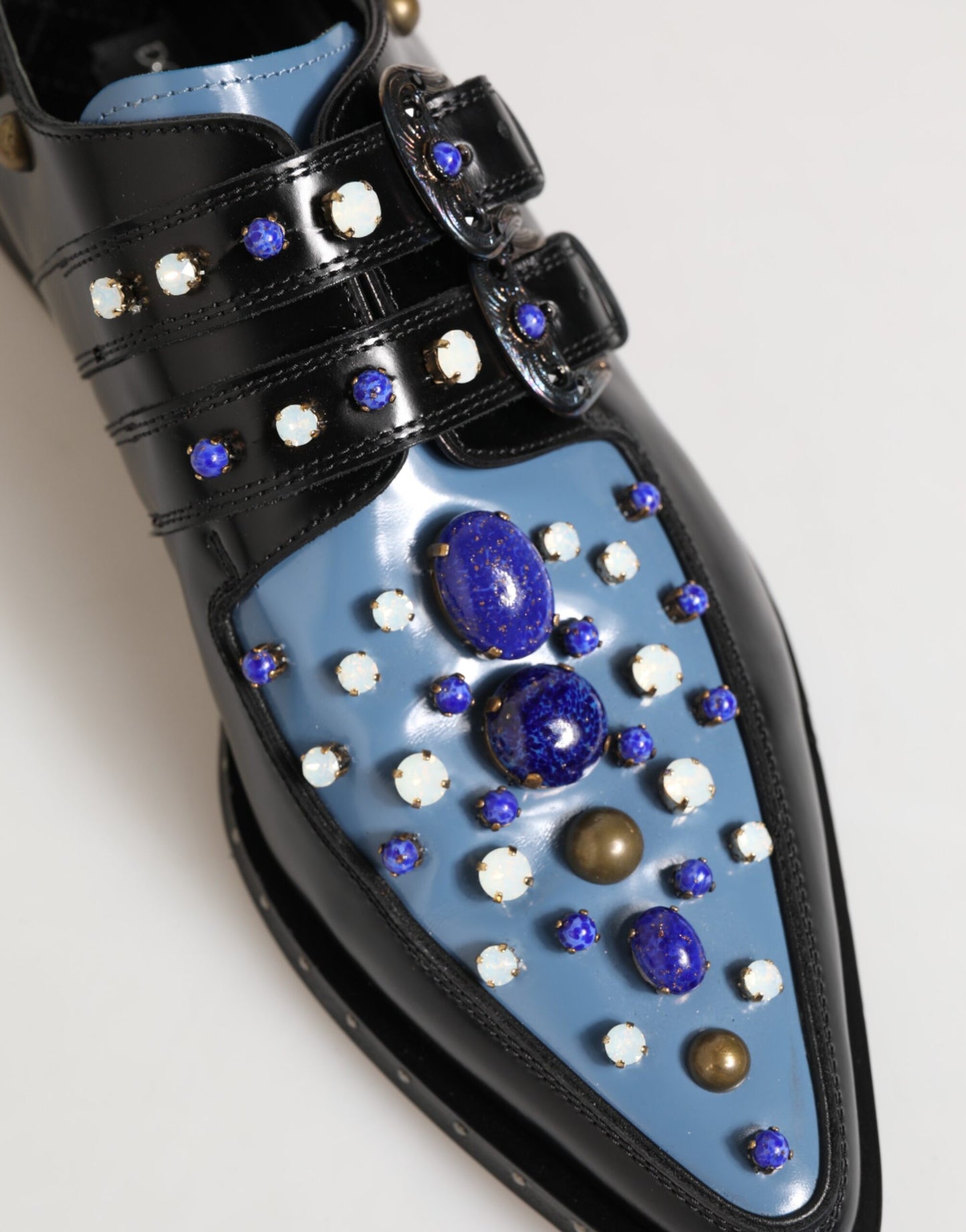 Black Blue Embellished MONKSTRAP Dress Shoes