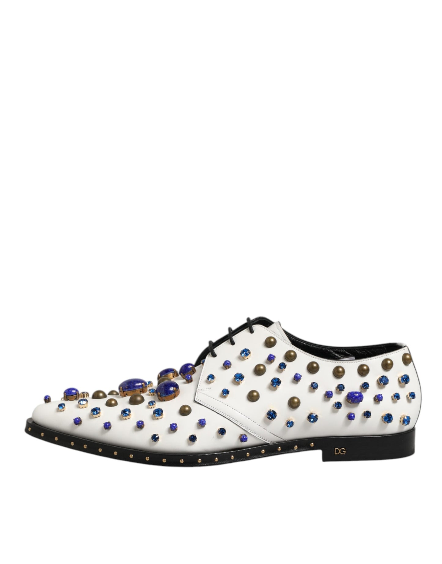 White Leather Crystals Embellished Dress  Shoes