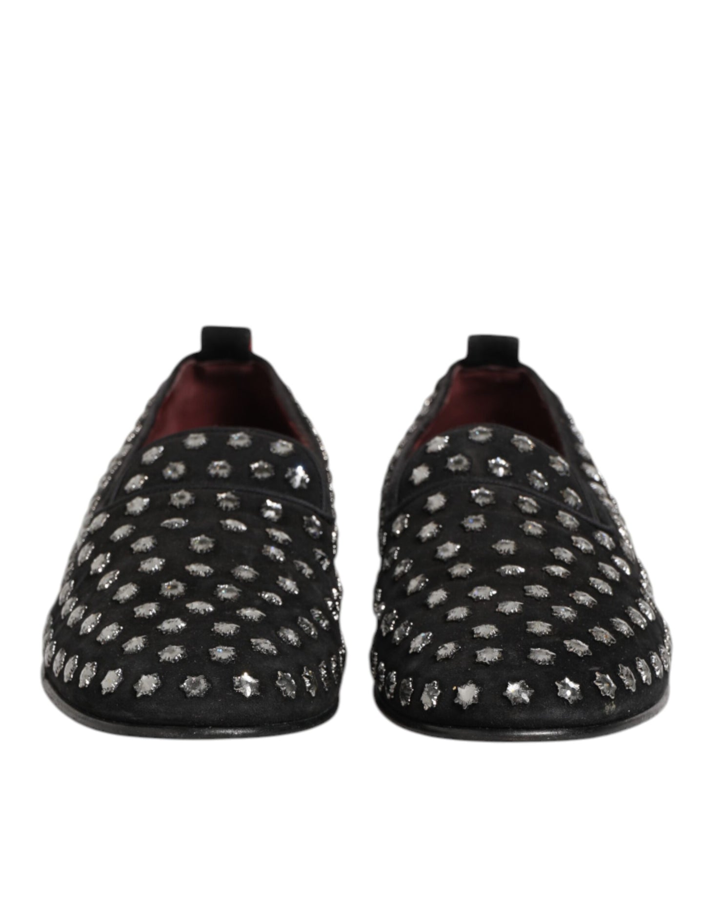 Black Crystal Embellished Loafers Dress Shoes