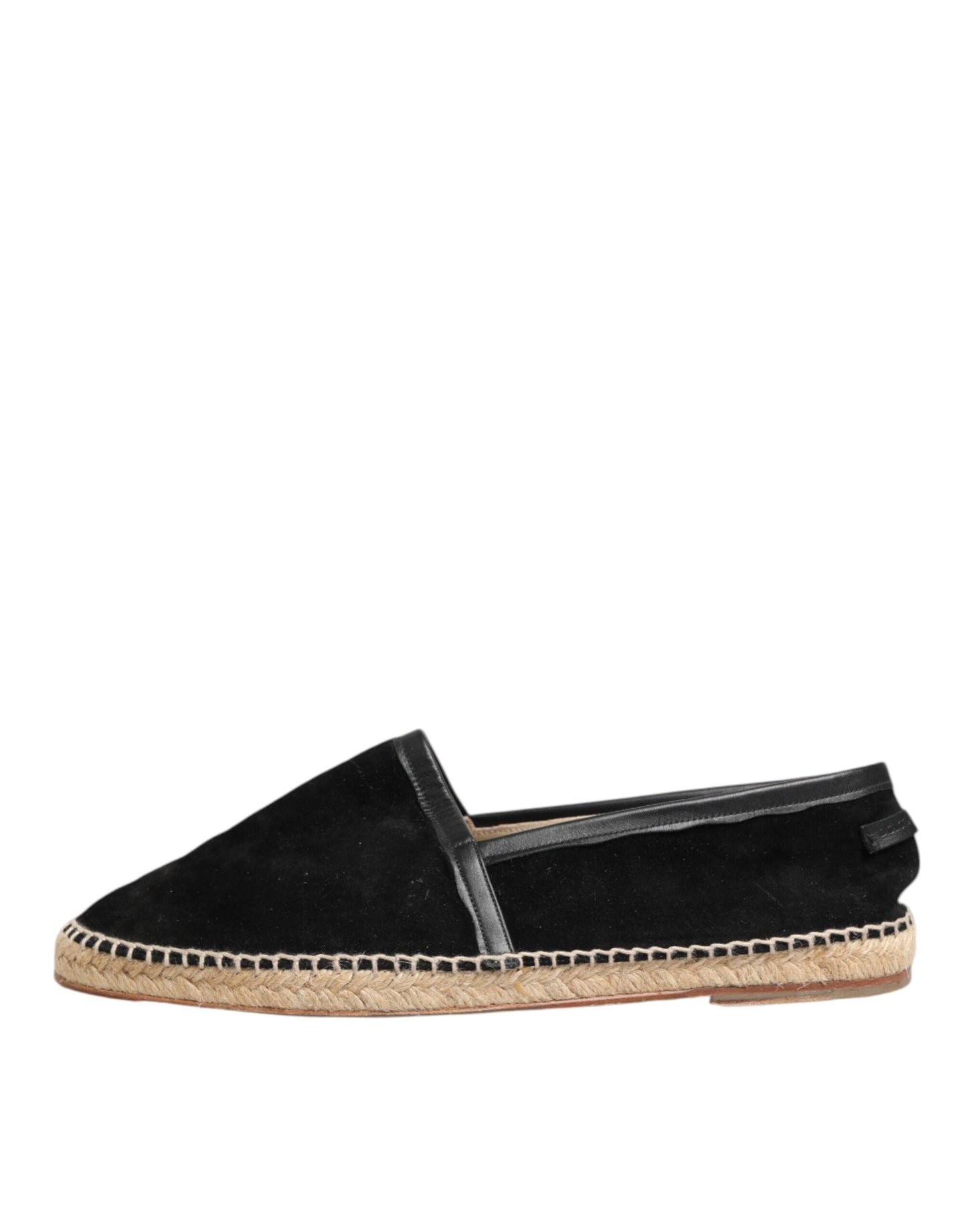 Black Suede Cotton Leather Espadrilles Shoes