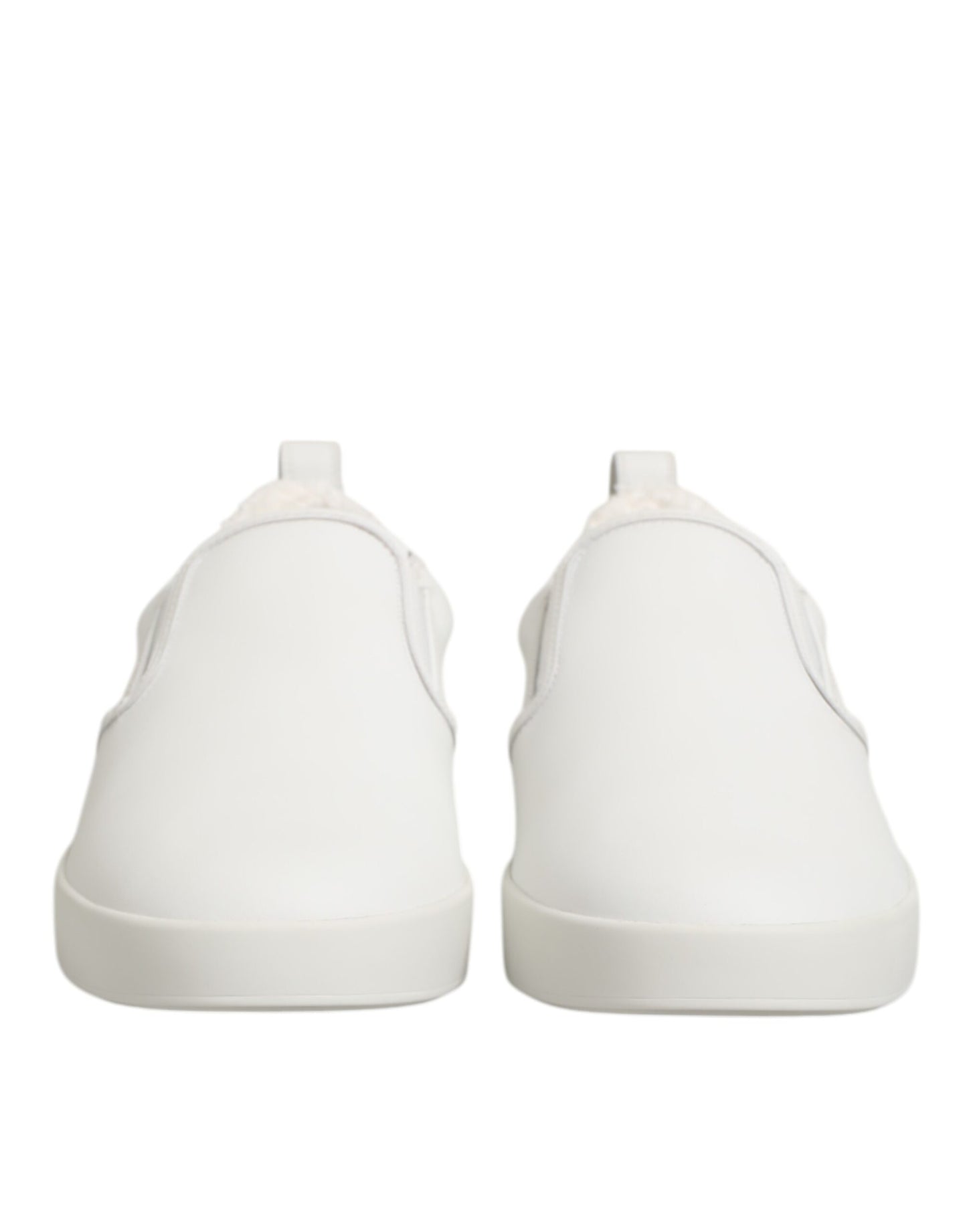 White Leather Low Top Slip On Sneakers Shoes