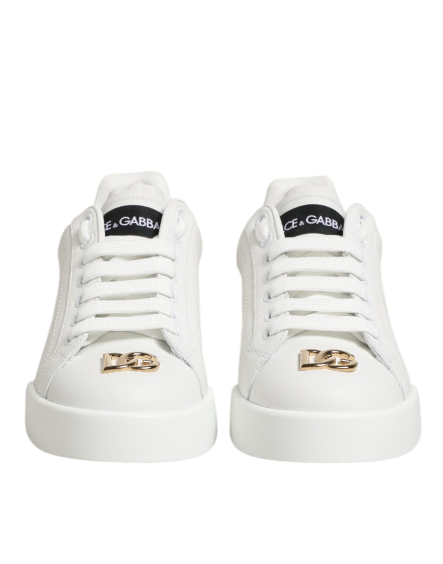 White DG Leather Low Top Sneakers Shoes