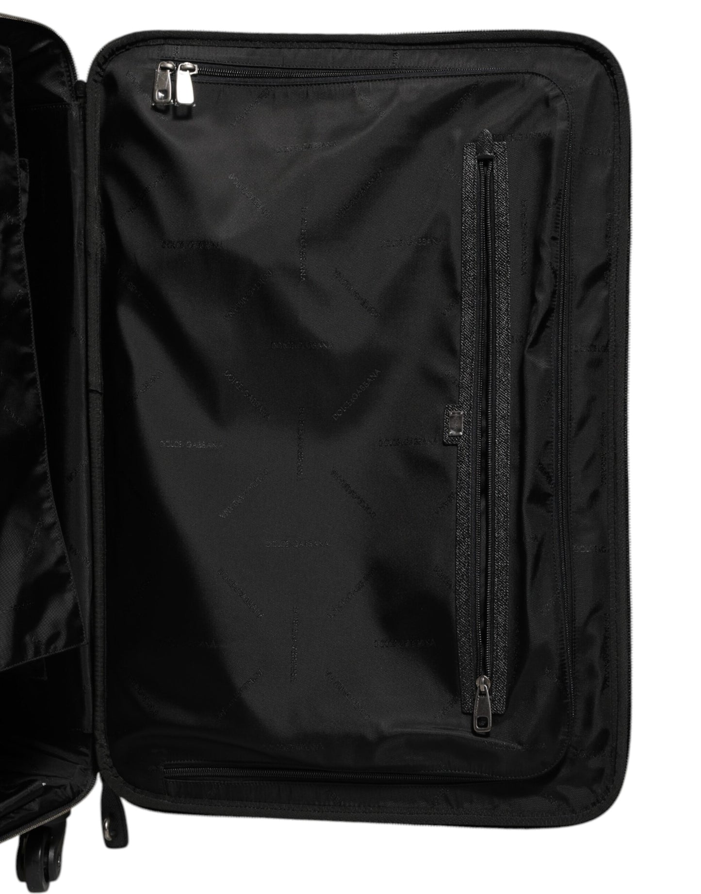 Gray Leather Logo Plaque Trolley Travel Wheel Men Suitcase Bag