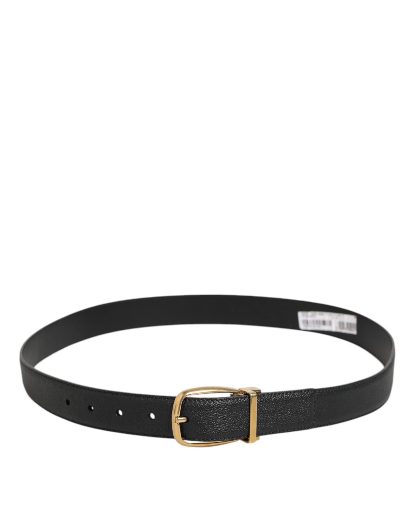 Black Leather Classic Metal Logo Buckle Belt