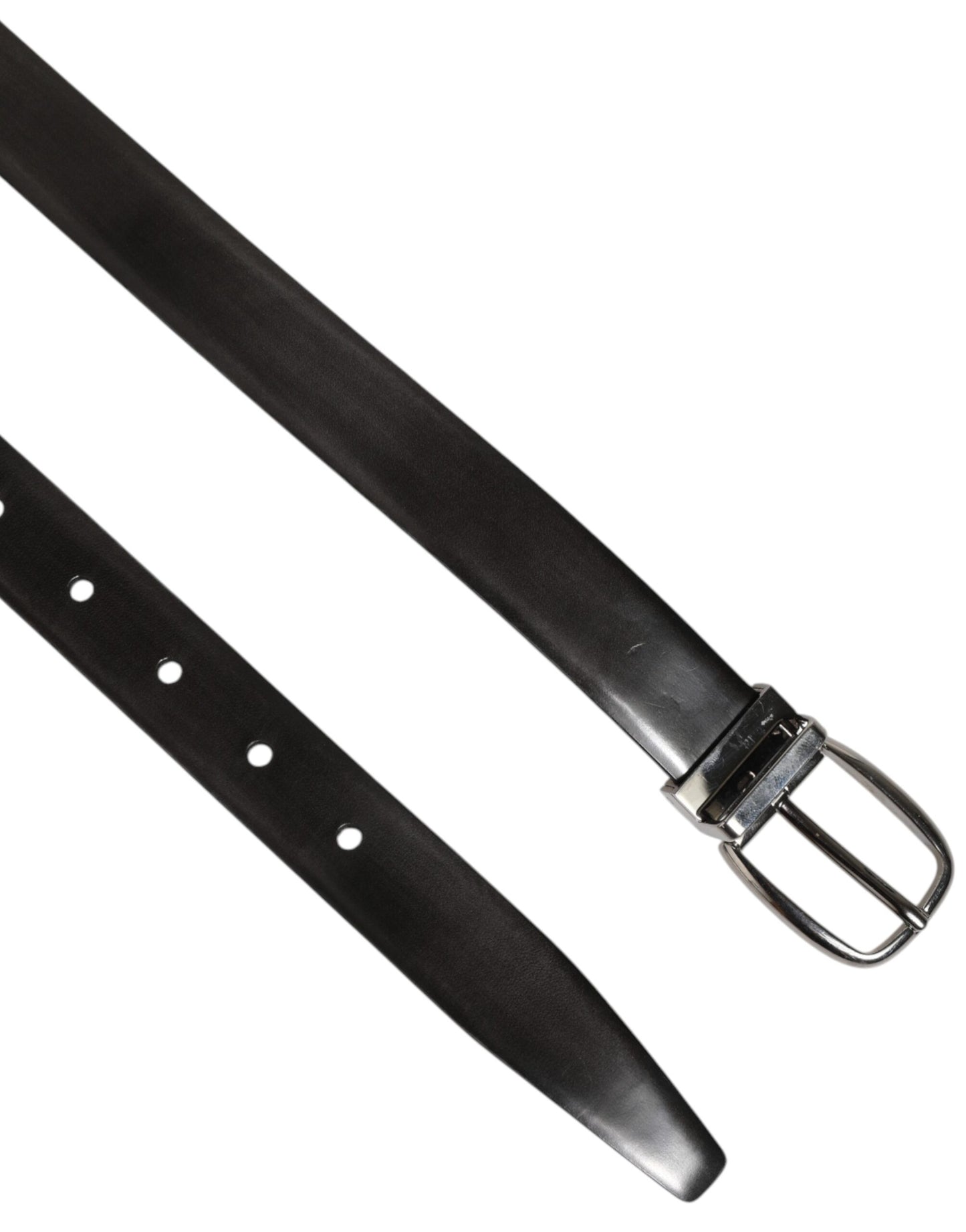Black Classic Leather Silver-Tone Buckle Belt