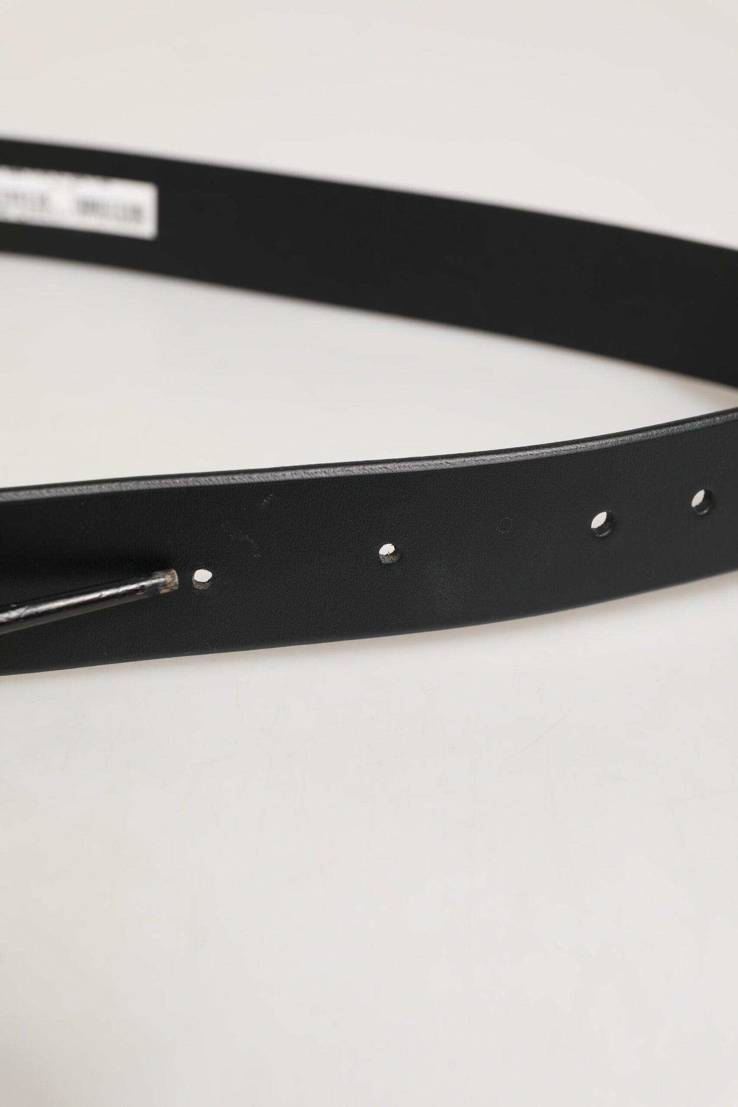 Black Leather Classic Metal Logo Buckle Belt