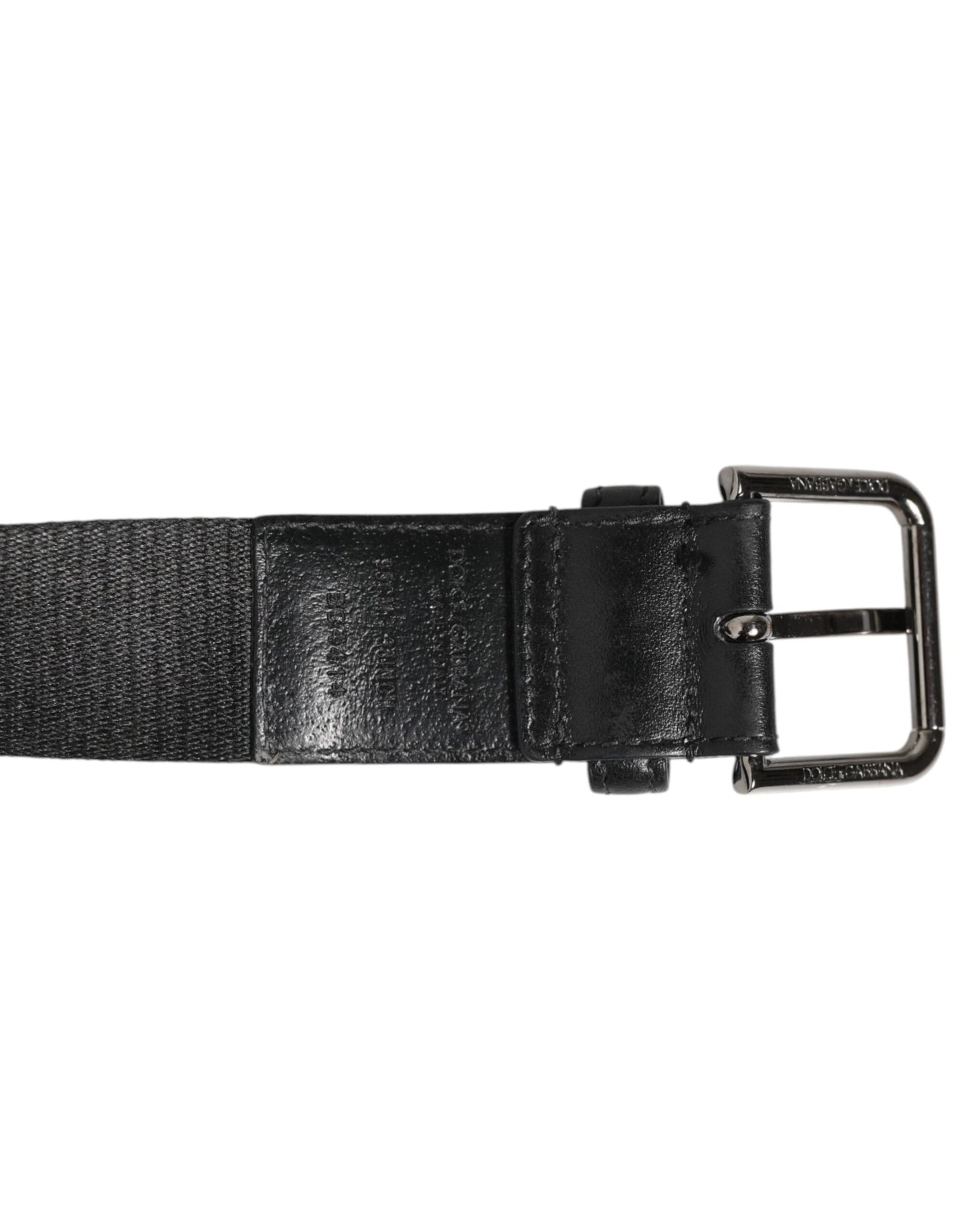 Black White Printed Metal Logo Buckle Belt