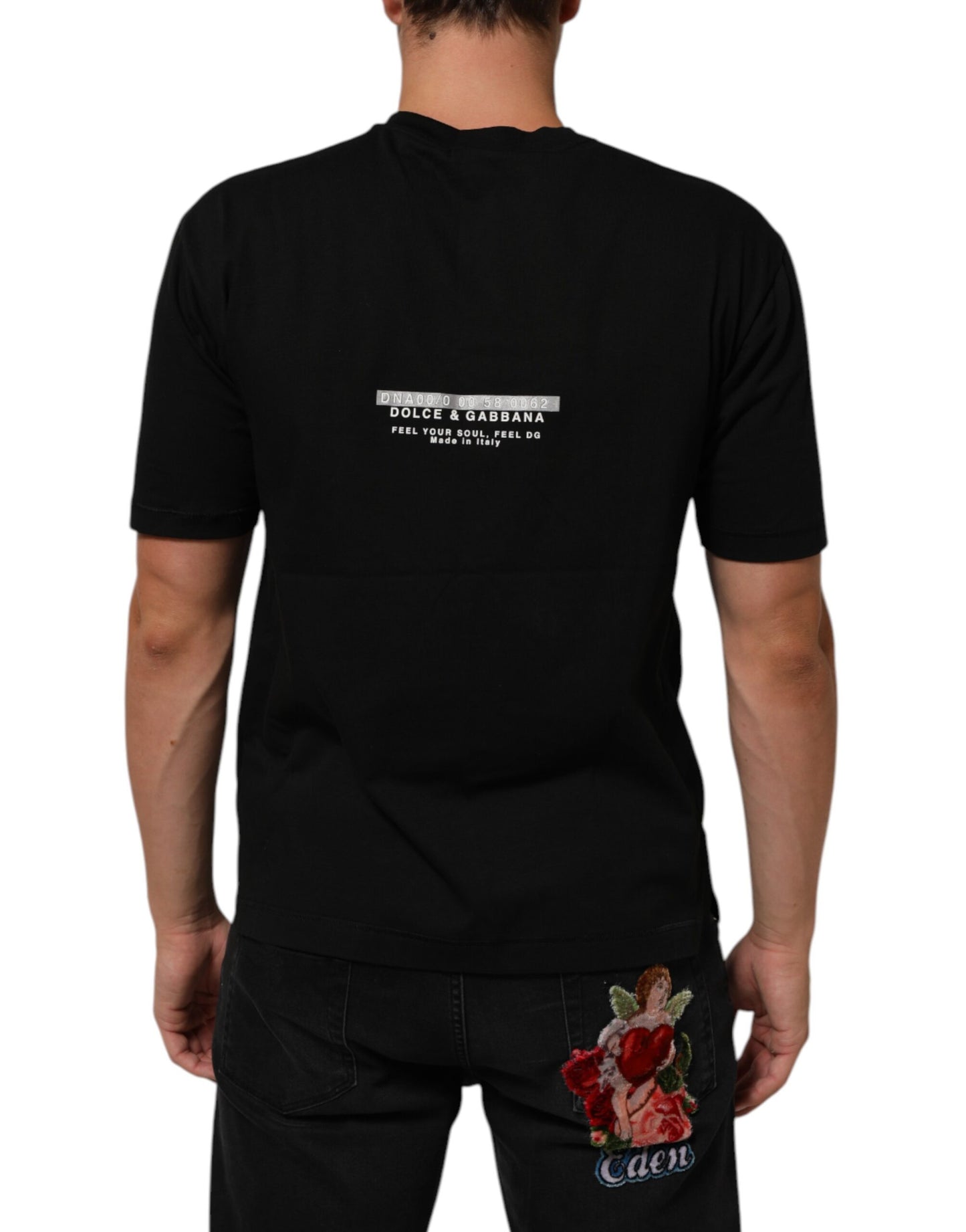 Black Statement Cotton Men Crew Neck T-shirt