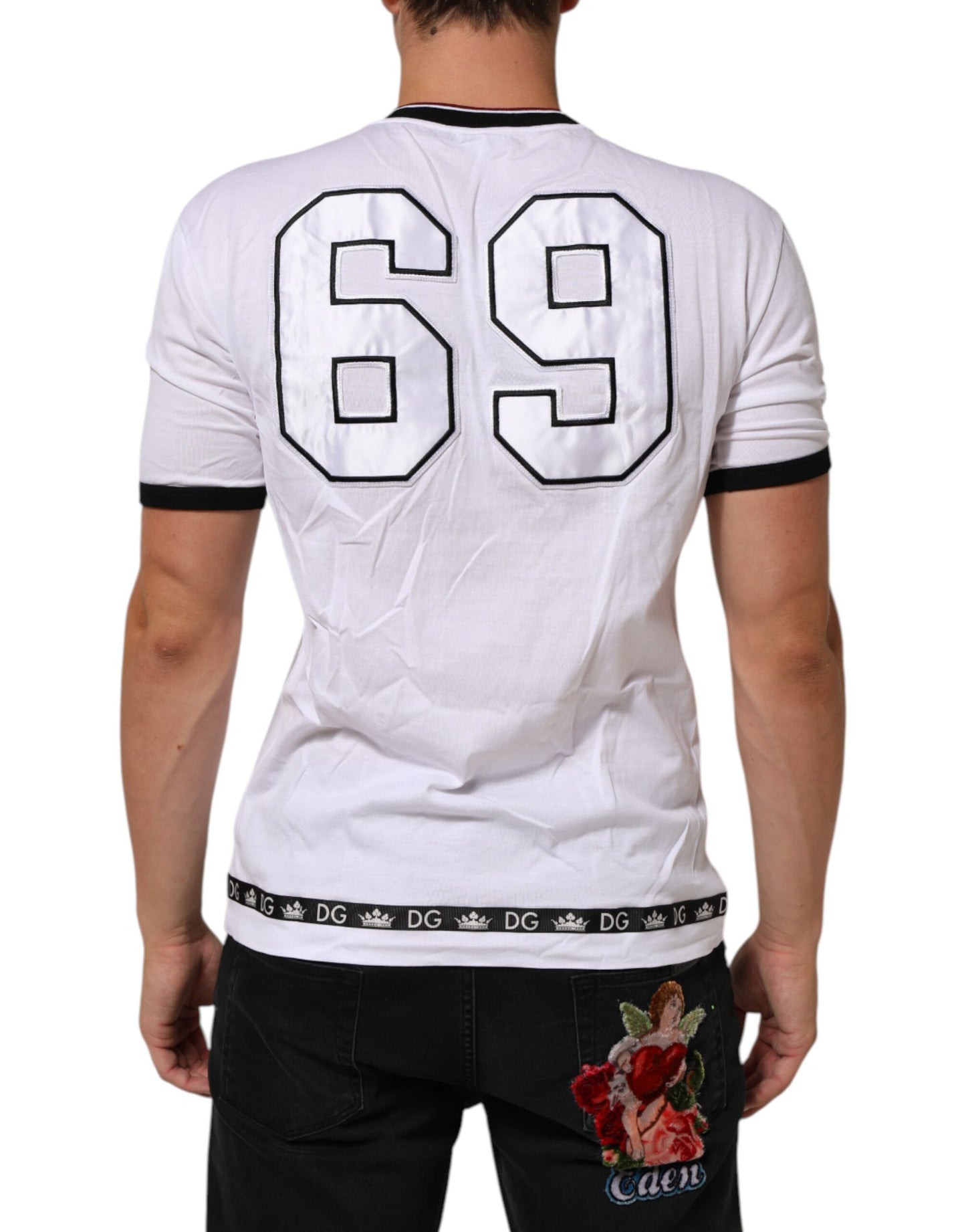 White Cotton Crown King Embroidery T-shirt