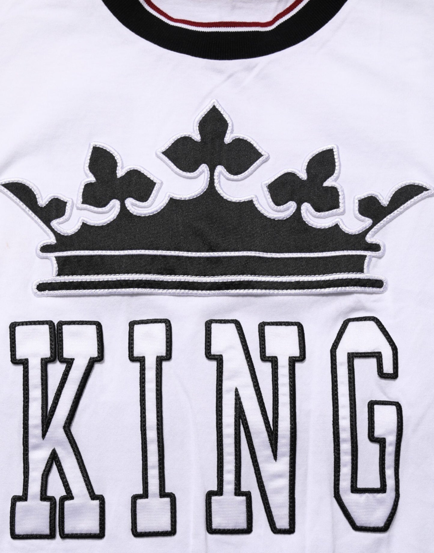 White Cotton Crown King Embroidery T-shirt