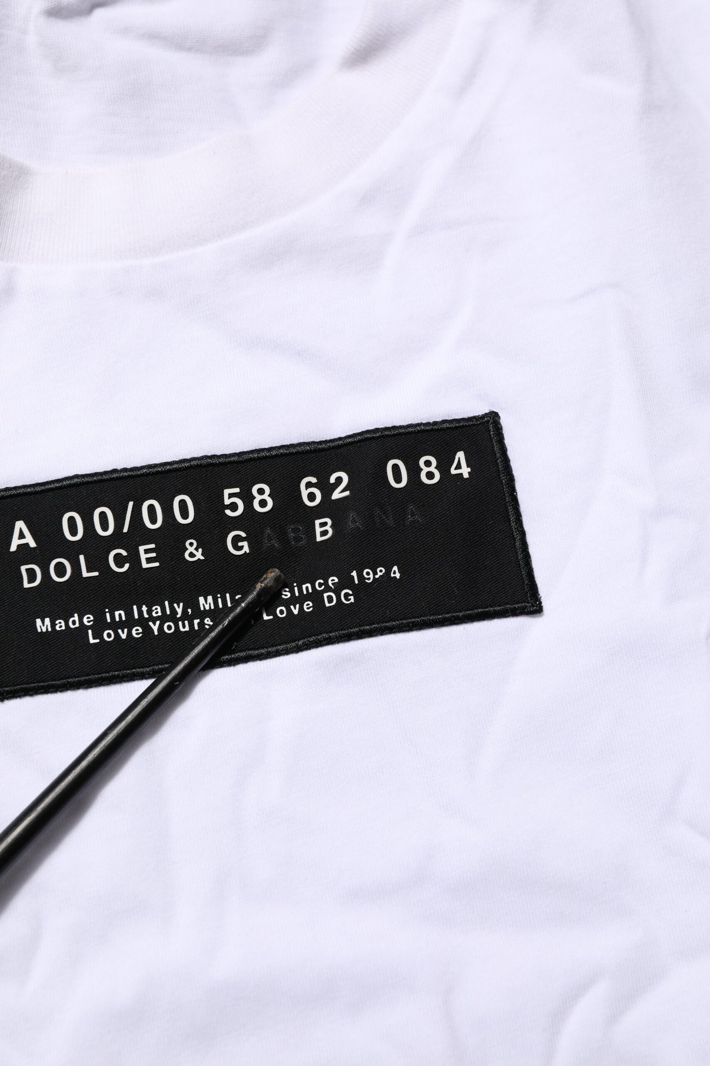 White Cotton Logo Print Crew Neck Men T-shirt