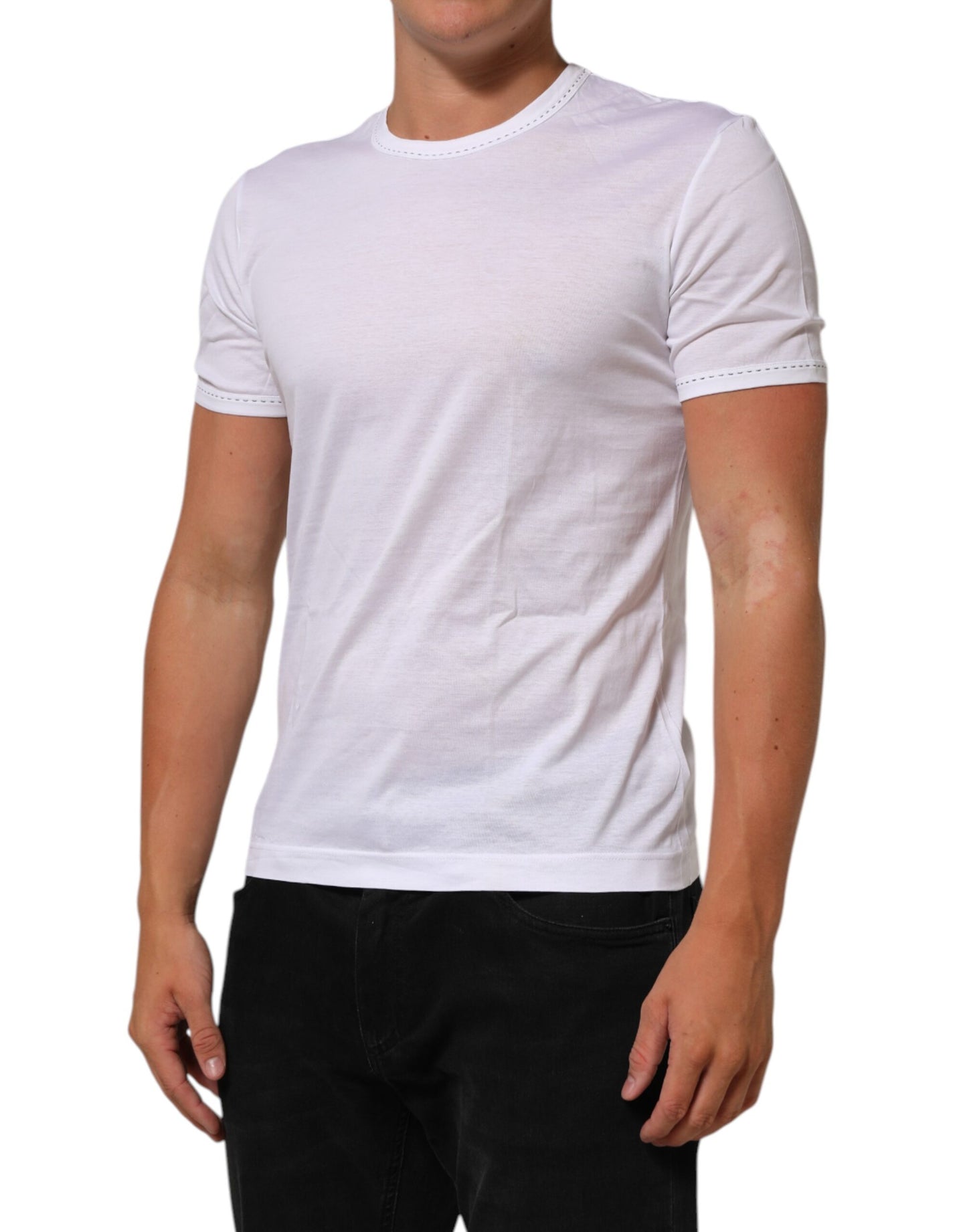 White Cotton Crew Neck Underwear Tee T-shirt