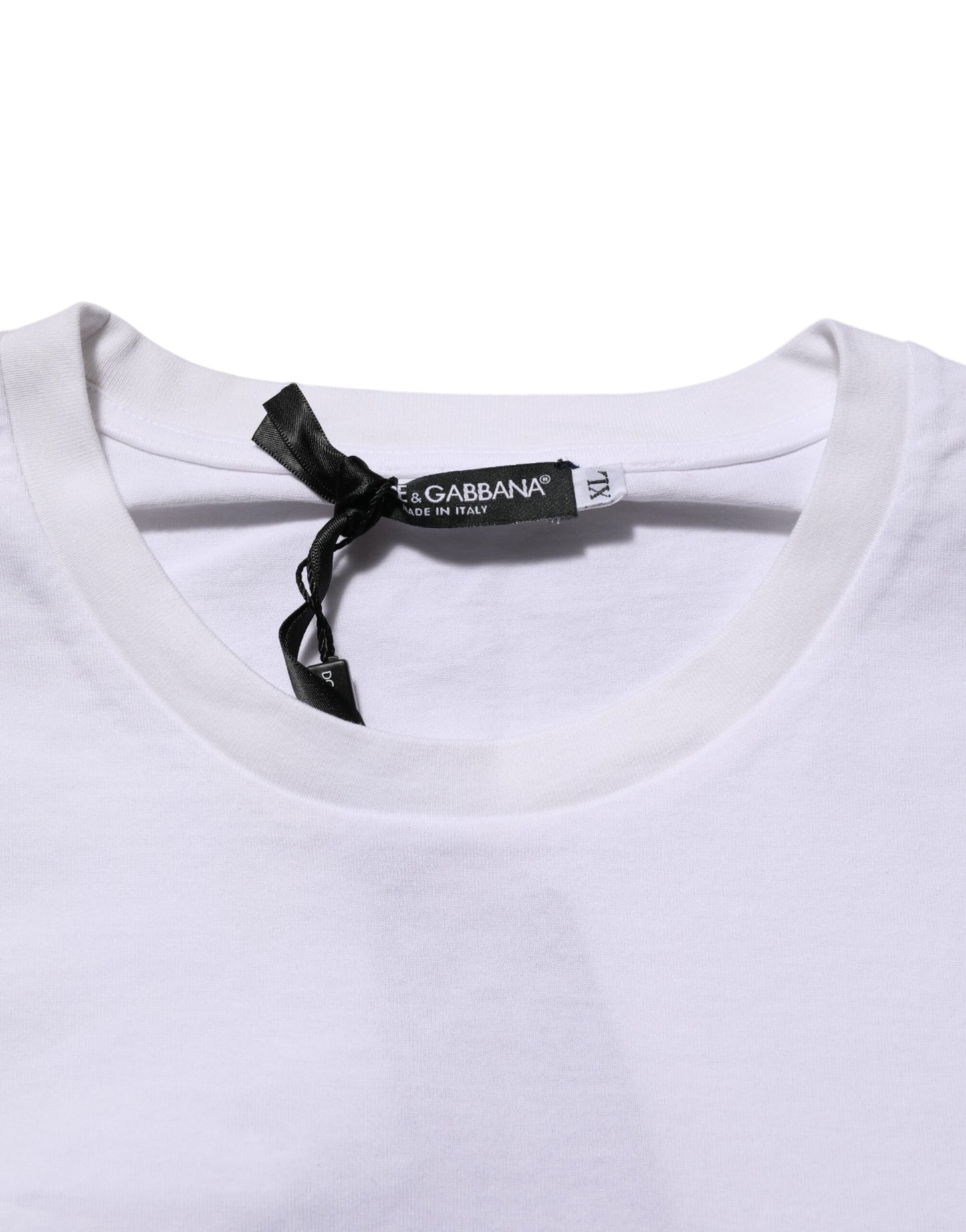White Cotton Logo Print Crew Neck T-shirt