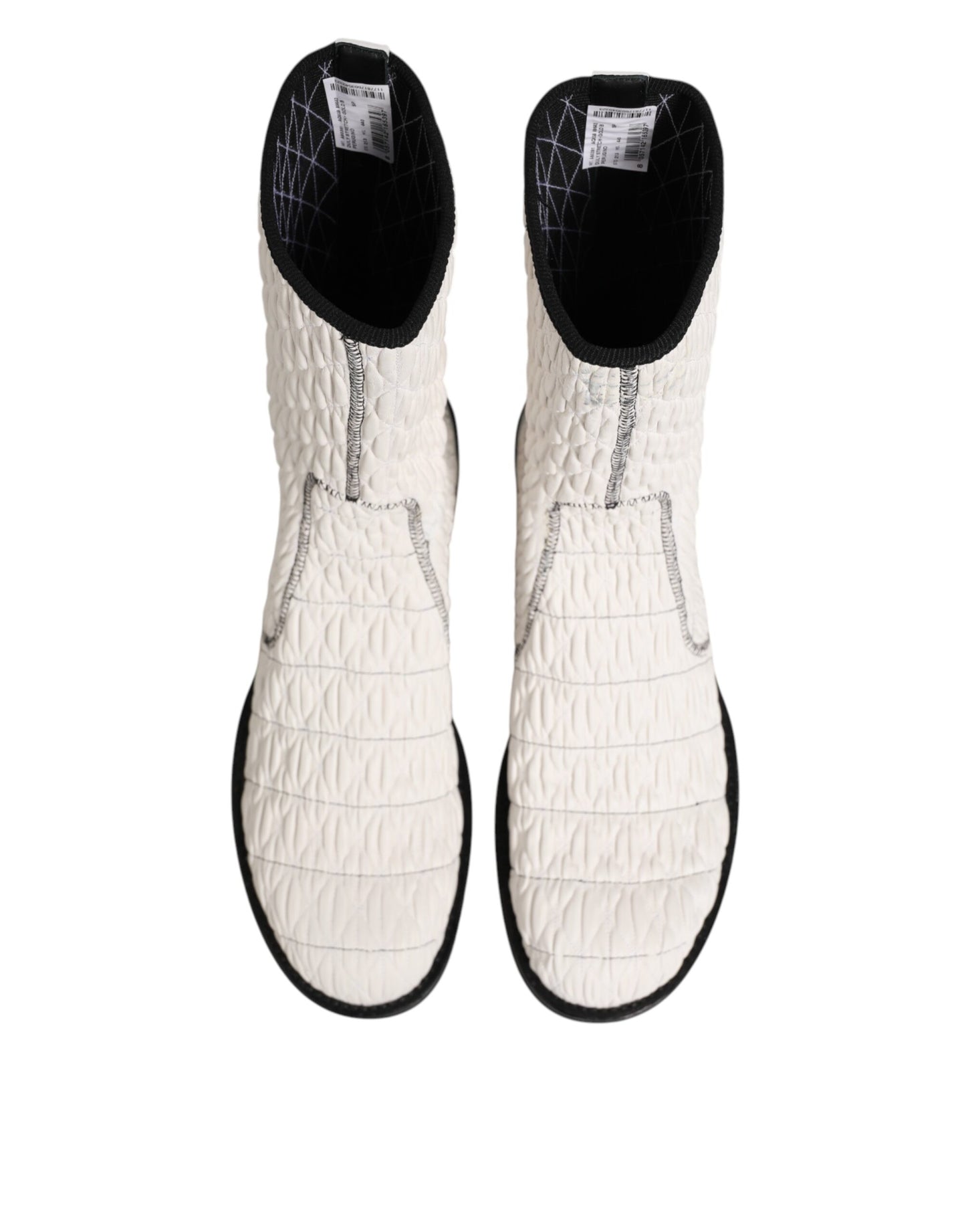 White Lambskin Leather Mid Calf Boots Shoes