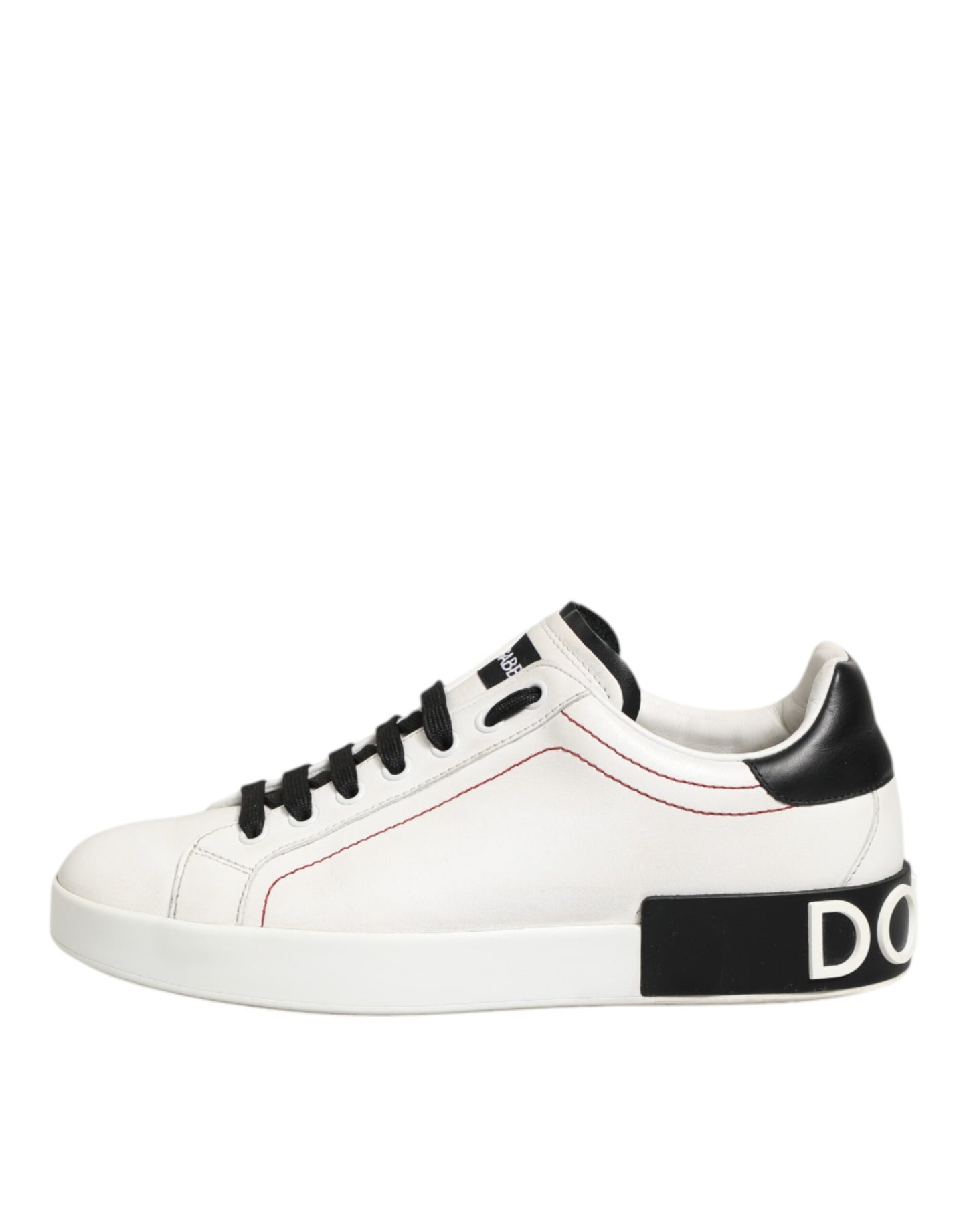White Black Leather Low Top Sneaker Shoes
