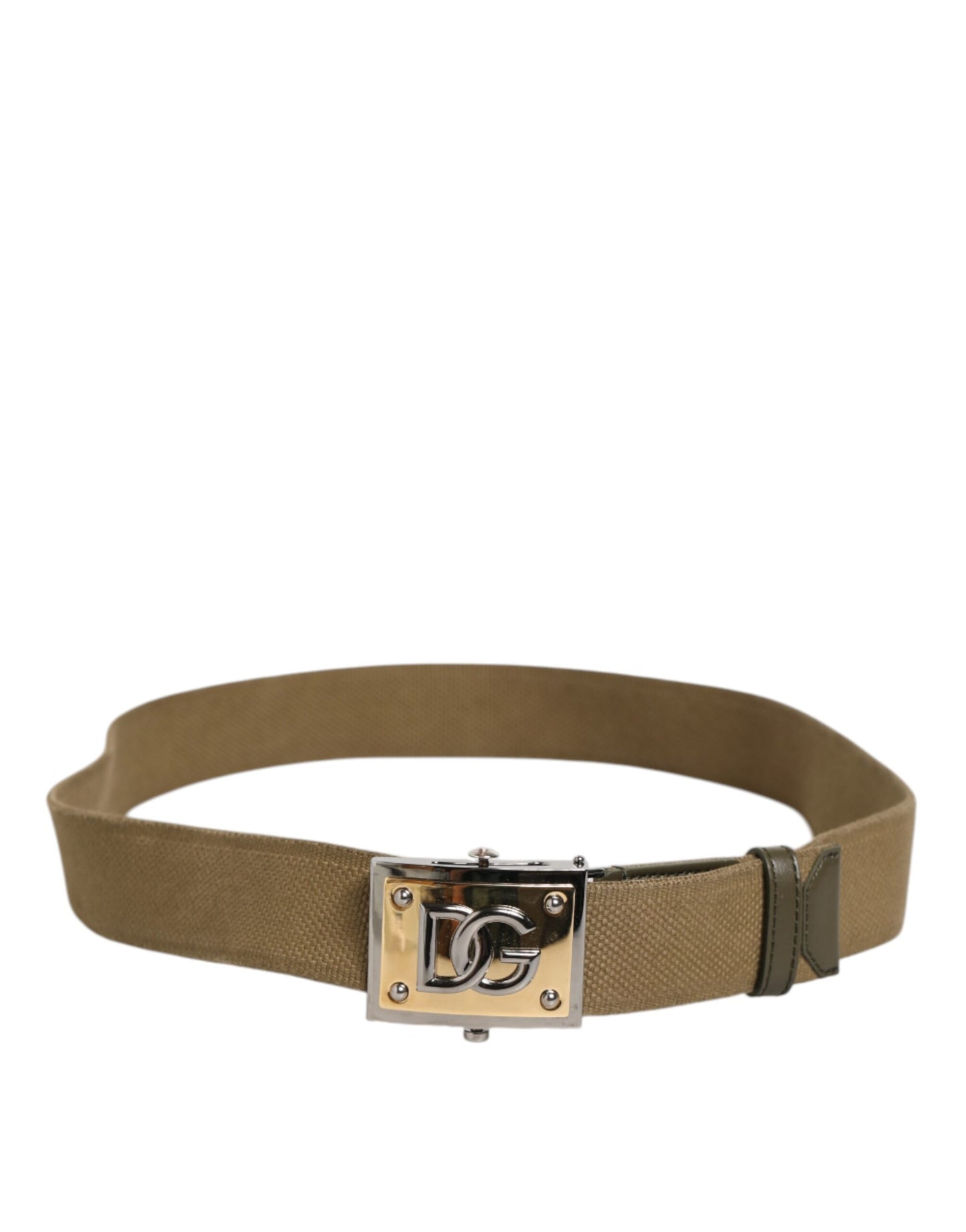Military Green Nylon Logo Metal Buckle Belt
