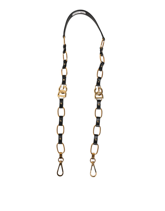 Black Leather Gold Chain Bag Accessory Shoulder Strap