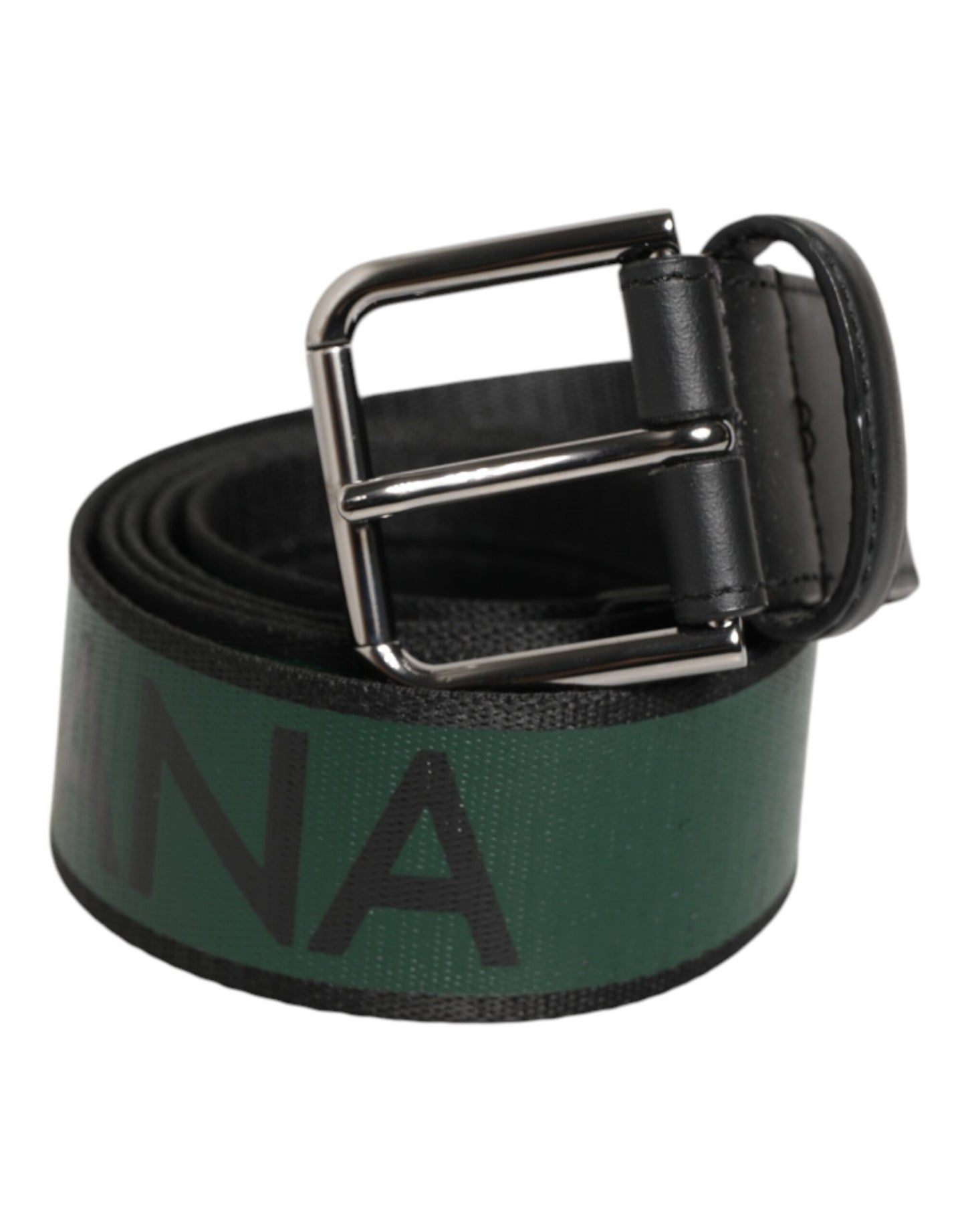 Green Black Classic Metal Logo Buckle Belt