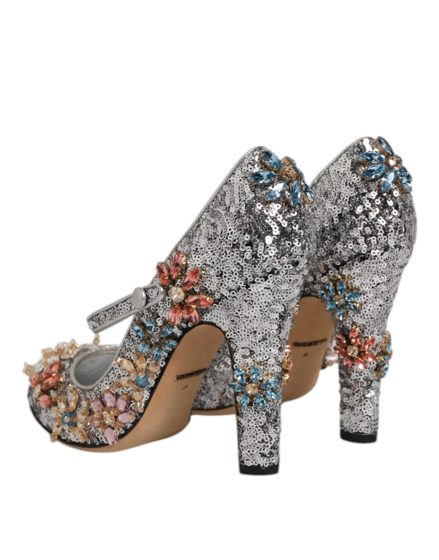 Silver Sequin Crystal Mary Janes Pumps Shoes
