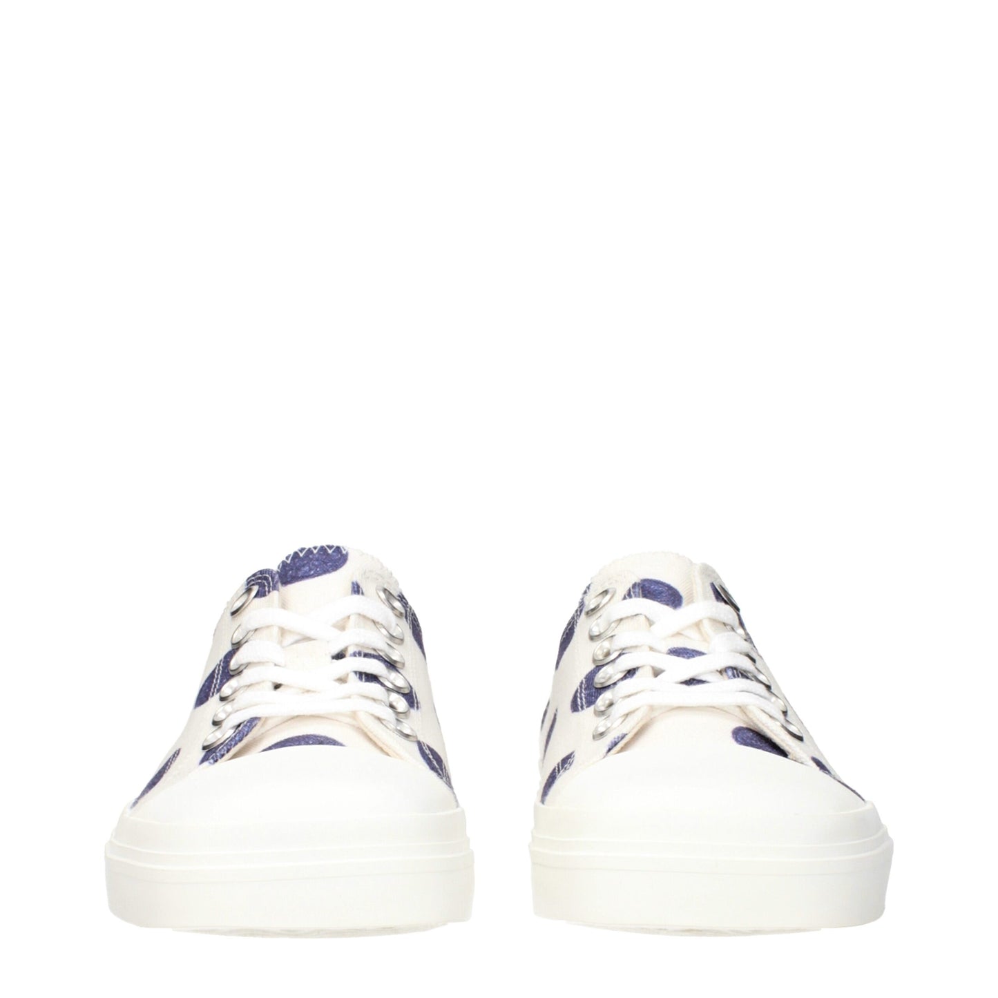 White Fabric Low Top Sneakers