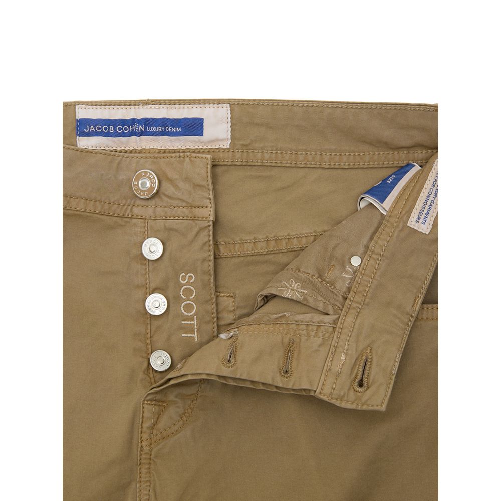 Beige Cotton Skinny Pants