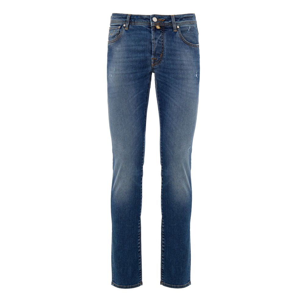 Blue Cotton Skinny Jeans