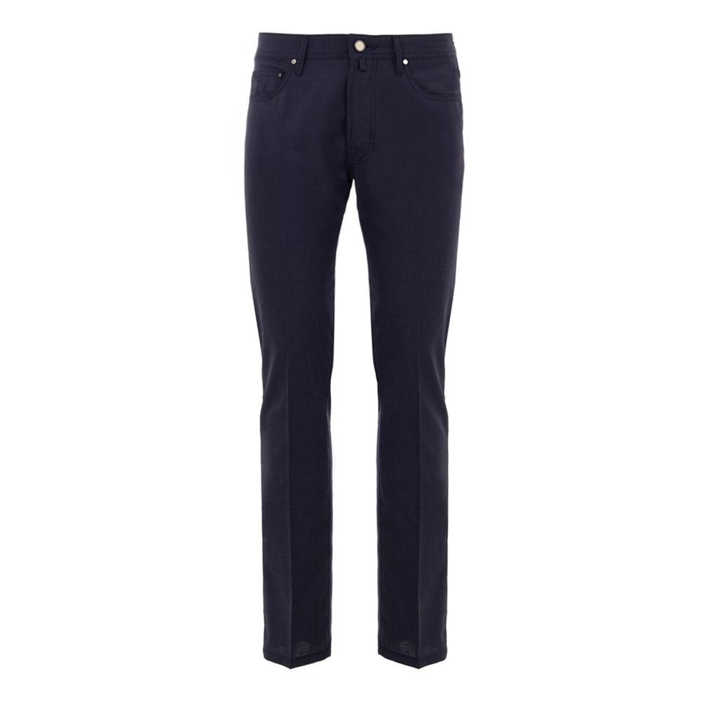 Blue Wool Casual Pants