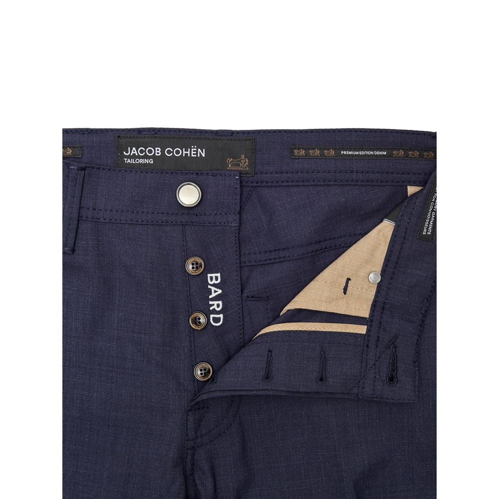 Blue Wool Casual Pants