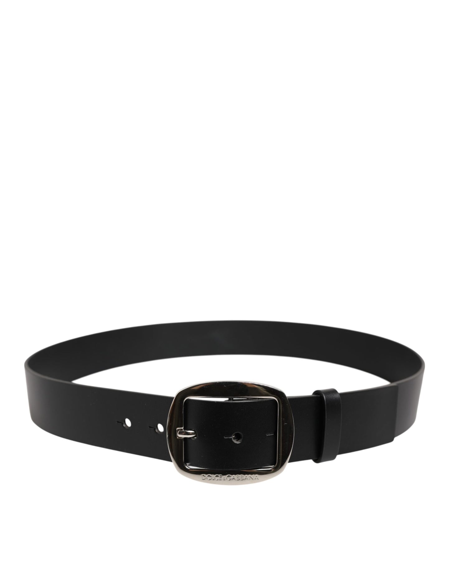Black Leather Classic Metal Buckle Men Belt
