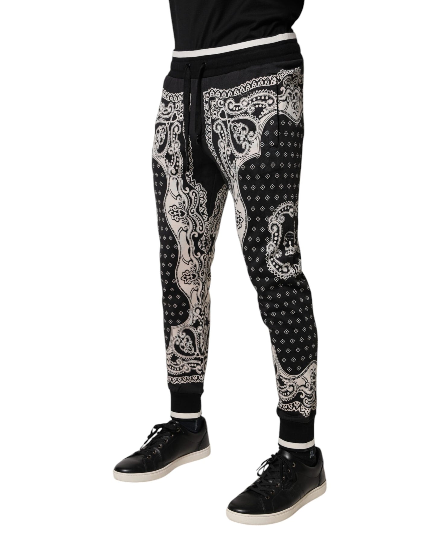Black Cotton Bandana Jogger Sweatpants Pants