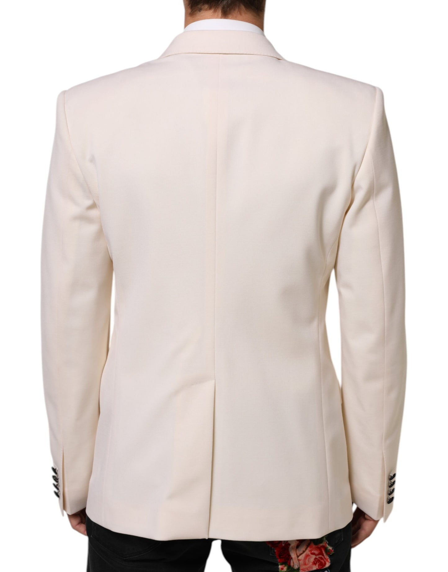 White SICILIA Double-Breasted Suit Blazer
