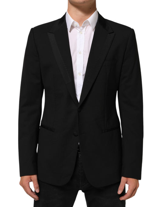 Black Wool 2 Buttons Suit Men Jacket Blazer