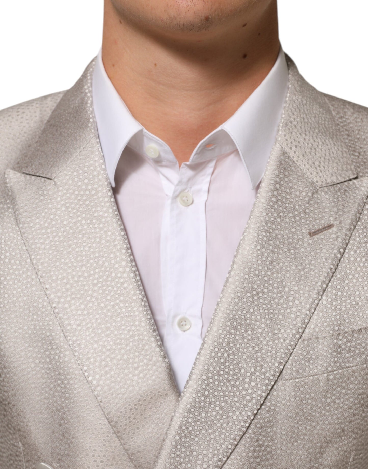 Beige MARTINI Double-Breasted Suit Blazer